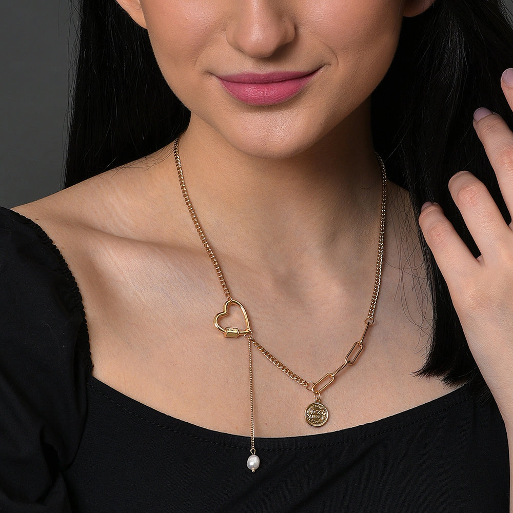 SOHI Women's Gold Link Chain Necklace