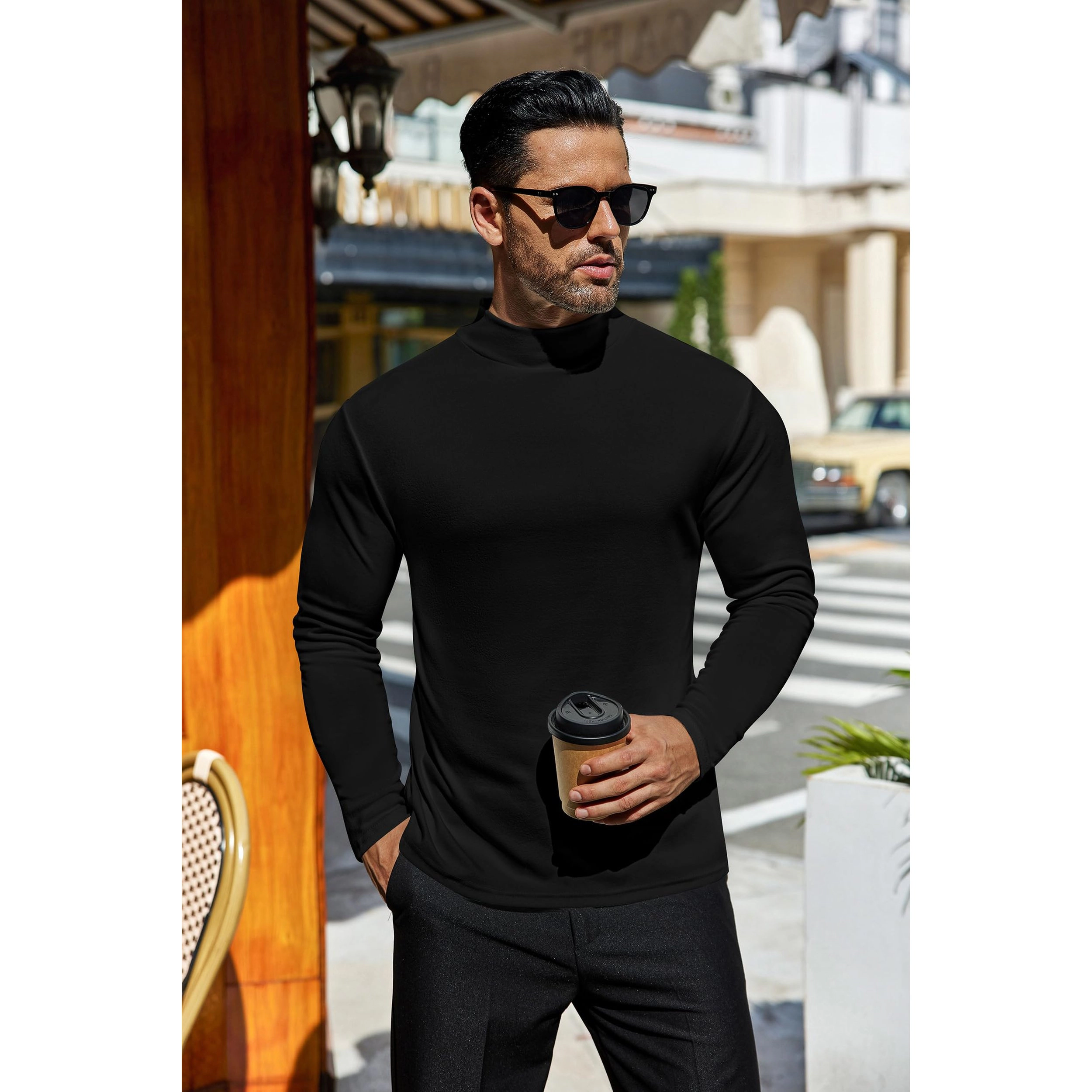 Ekouaer Mens Mock Turtleneck Long Sleeve Turtle Neck Tops Undershirt Thermal Sweater Shirts