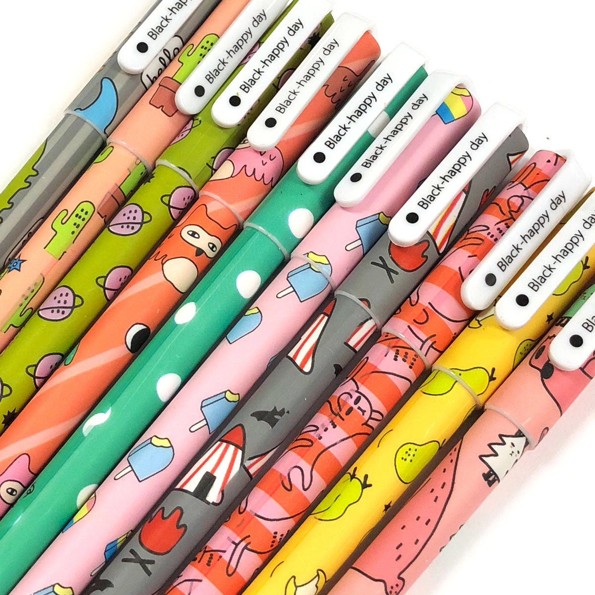 Wrapables Cute Novelty Gel Ink Pens, 0.5mm Fine Point, Cartoon Animal Black Ink, Set of 10