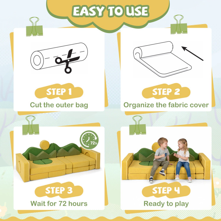 Hivvago 19 Pieces Modular Kids Play Couch For Inspiring Creativity