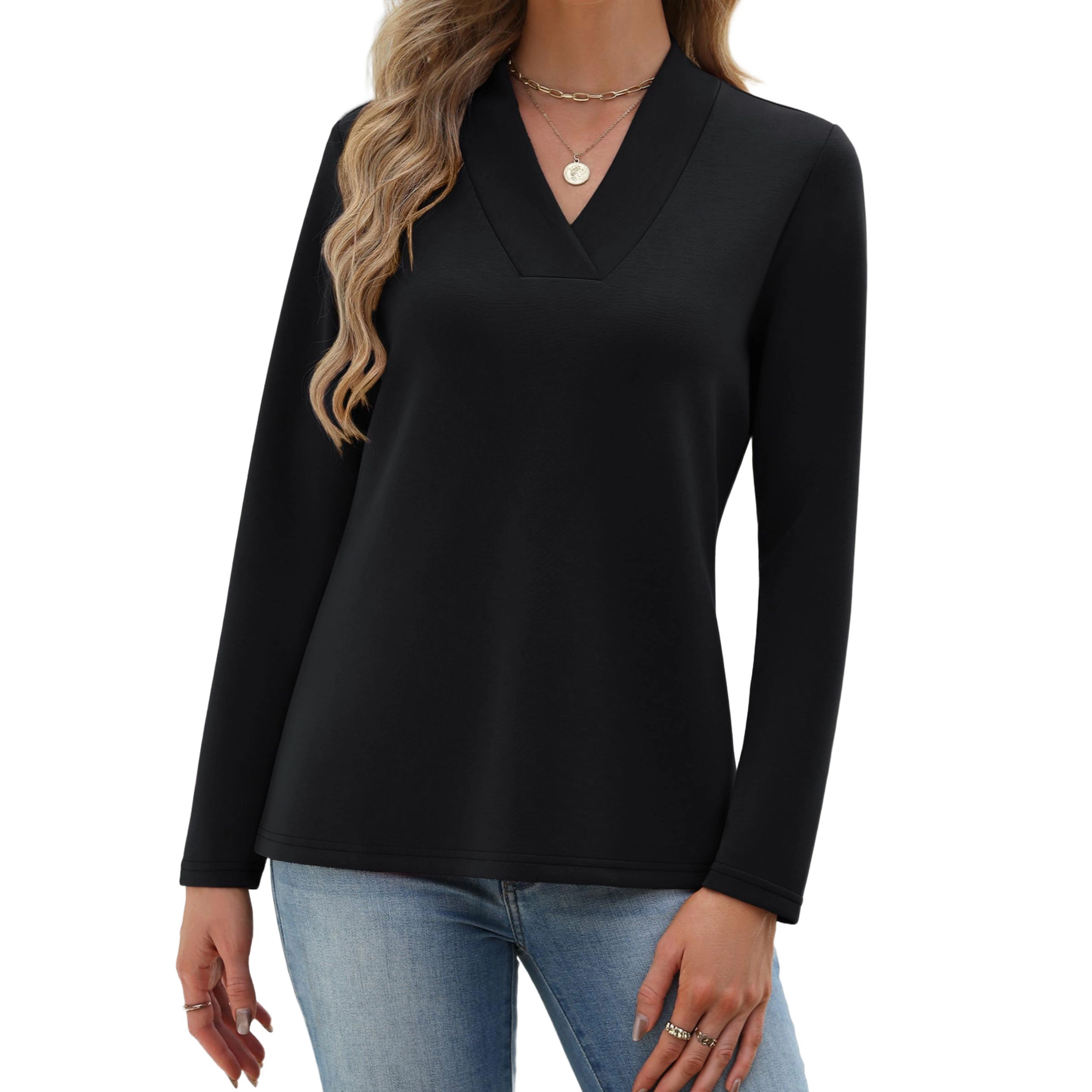 Zeagoo Women Wrap V Neck Pullover Top