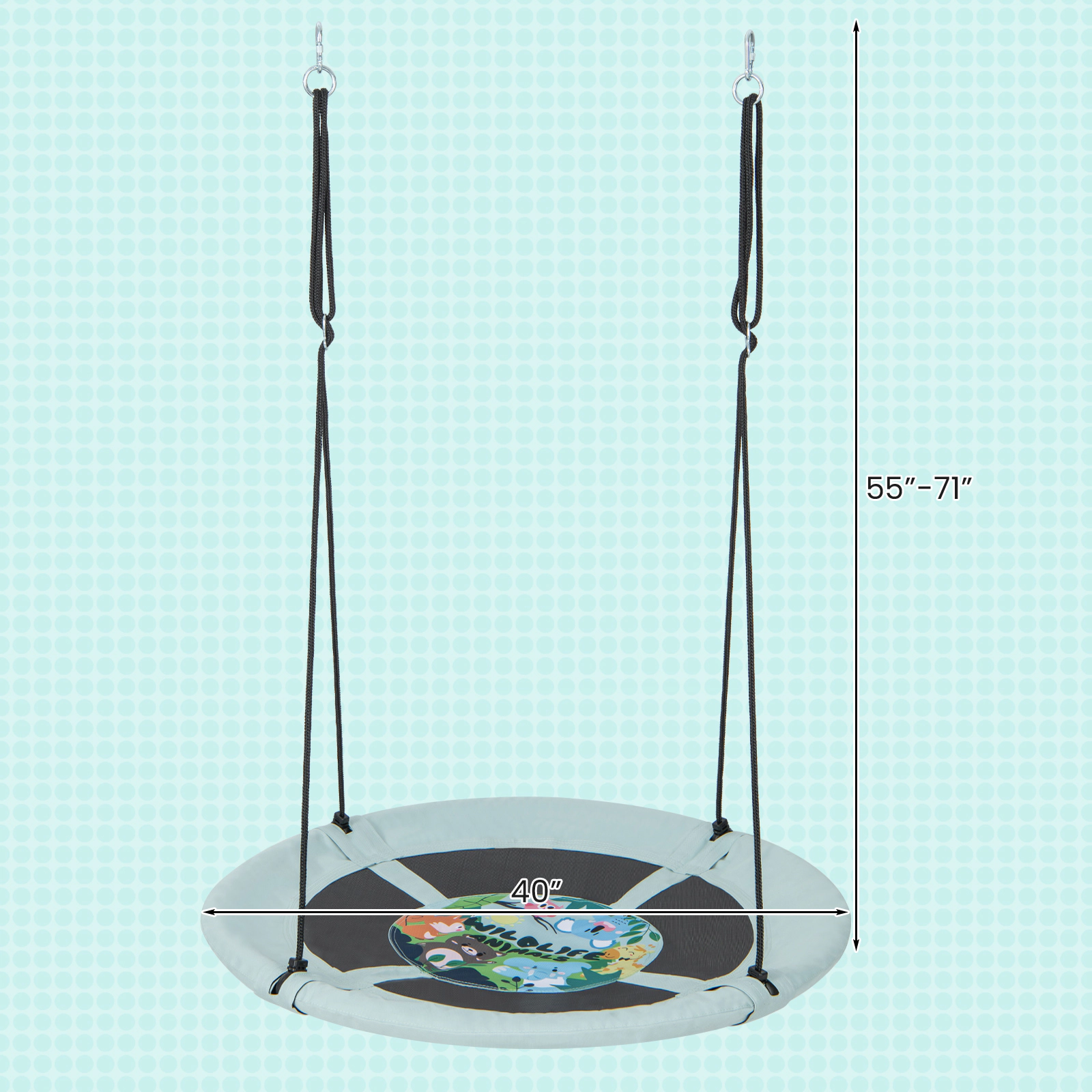 SUGIFT 220-lb 40-in Saucer Tree Swing with Adjustable Ropes 3 Hanging Options and Rust-Proof Galvanized Pipe