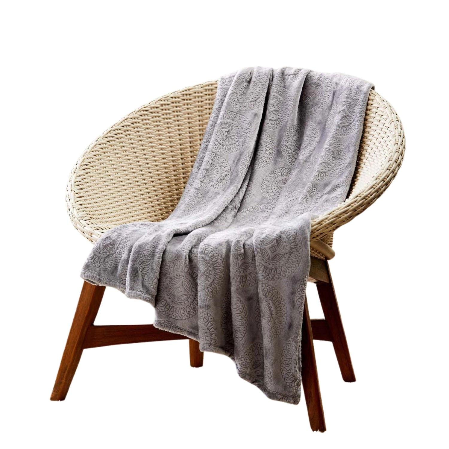 Plazatex Caesar Embossed Decorative Super Soft Throw Blanket for Sleep/Decor 2 Pack 50" x 60" Grey