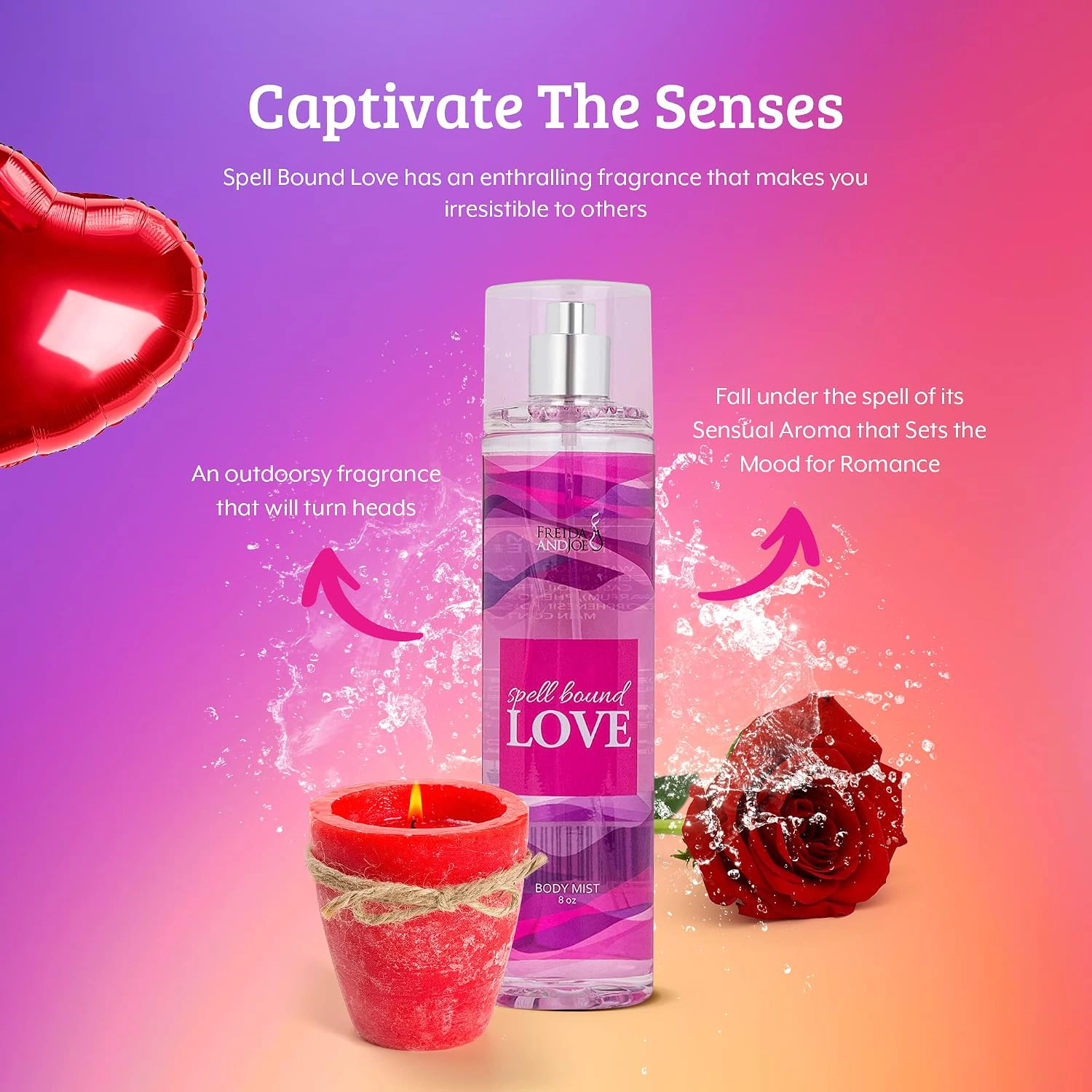 Freida and Joe Women 10oz Deep Moisturizing Fragrance Body Lotion & 8 oz. Fine Fragrance Body Mist Set Spell Bound Love