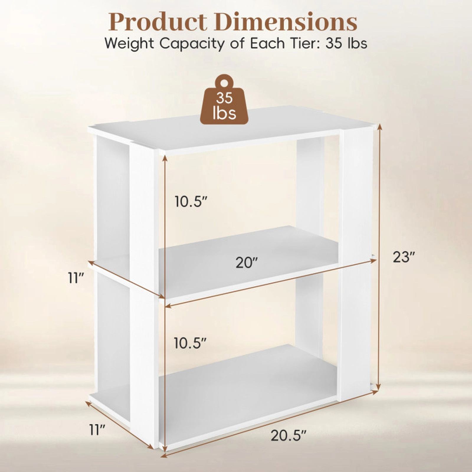 SUGIFT White Stackable Modern 20.5 Inch 3-Tier Shoe Rack Organizer