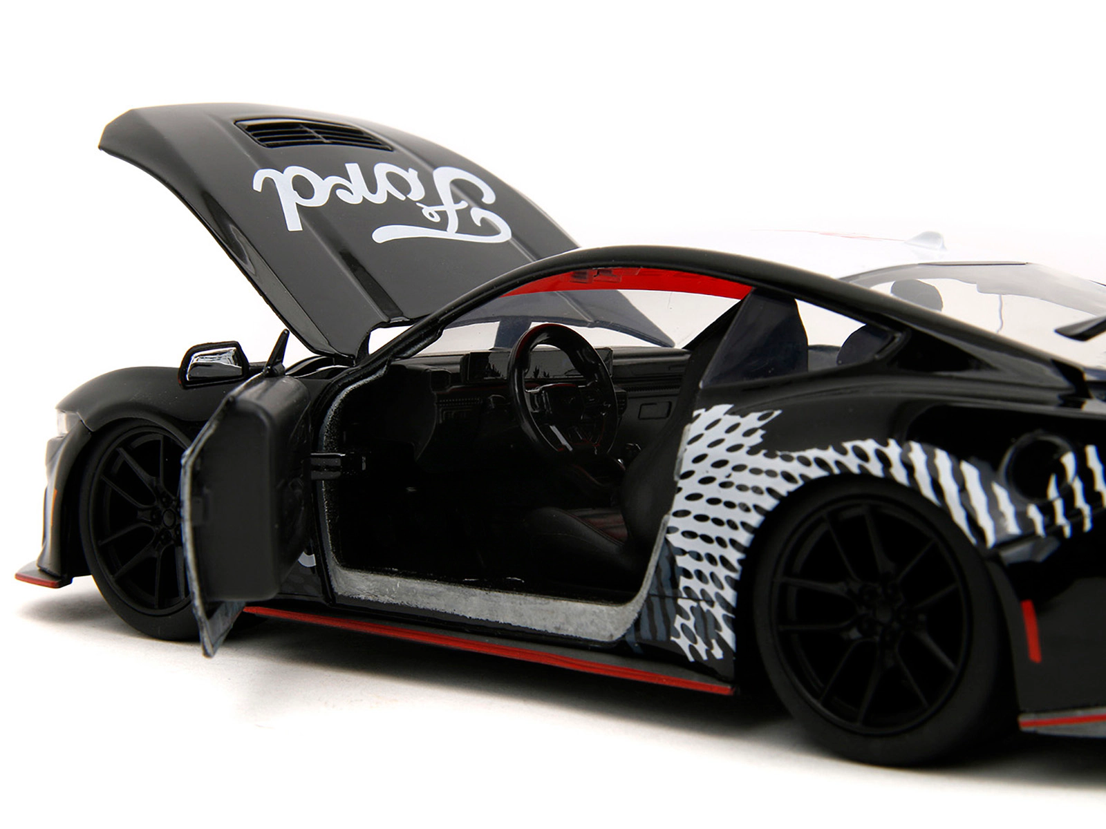 Jada 2024 Ford Mustang Dark Horse Black with White Top and "Mustang Horse Graphics" "Bigtime Muscle" Series