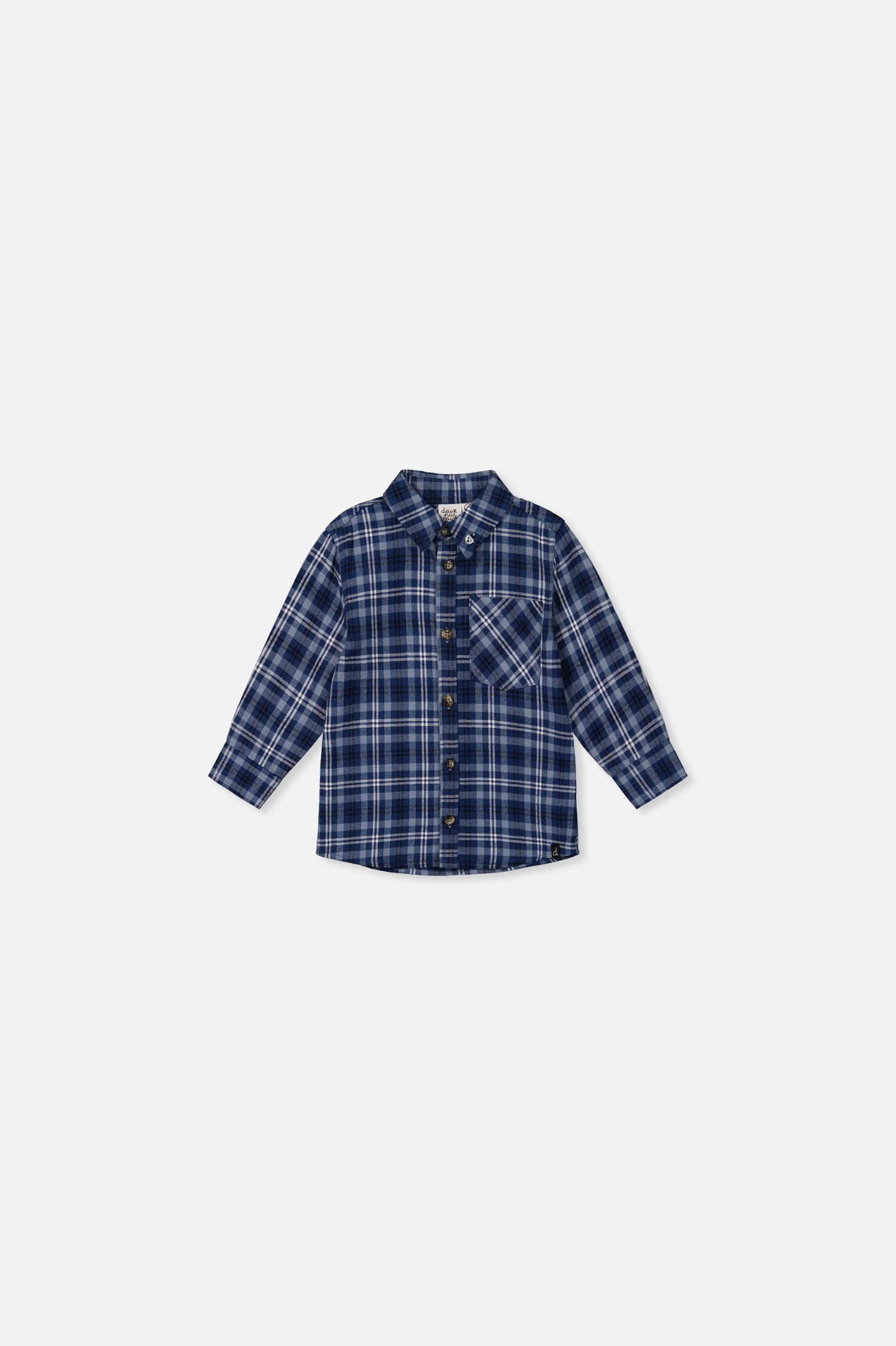Deux par Boys Button Front Plaid Shirt with Chest Pocket