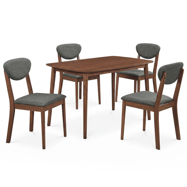 Hivvago 5-Piece Dining Set For 4 With Rectangular Table & Fabric Chairs For Living Room