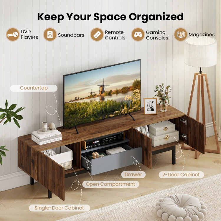 Hivvago Modern Mid Century Tv Cabinetfor Tvs Up To 82" With Drawer