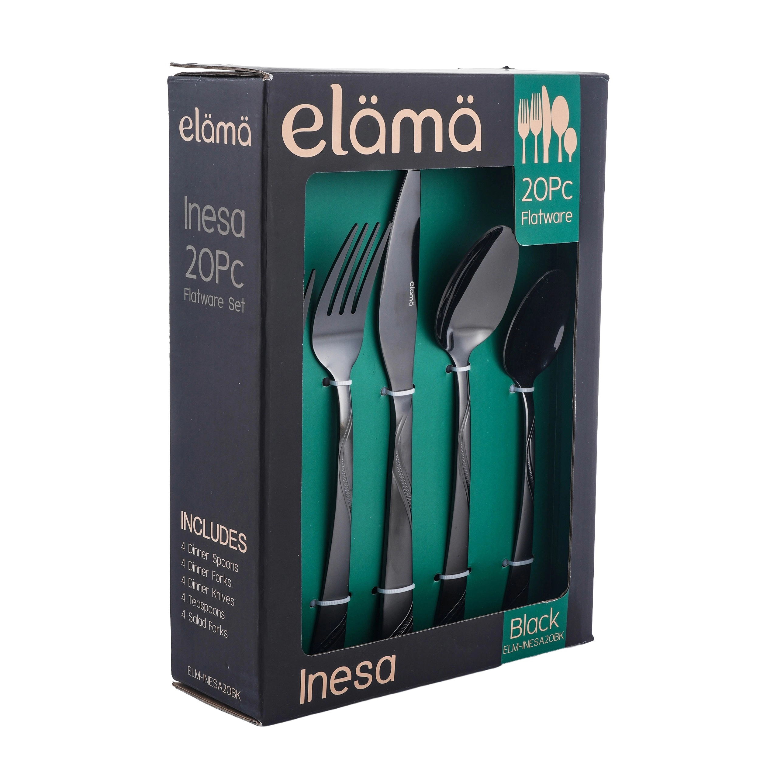 Elama Inesa 6 Piece Mirror Polished + Sand Blasted Stainless Steel Dinner Spoon Set Gold