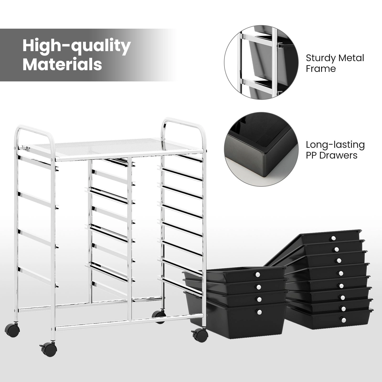 SlickBlue 12 Drawer Rolling Storage Cart with Removable Drawers