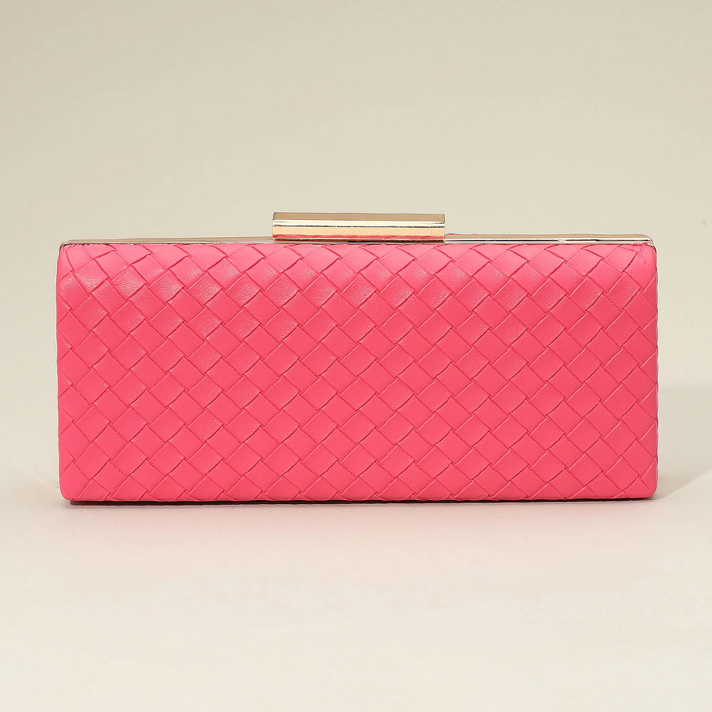 Fashnzfab Faux Leather Basket Weave Clutch Evening Bag / Crossbody Bag