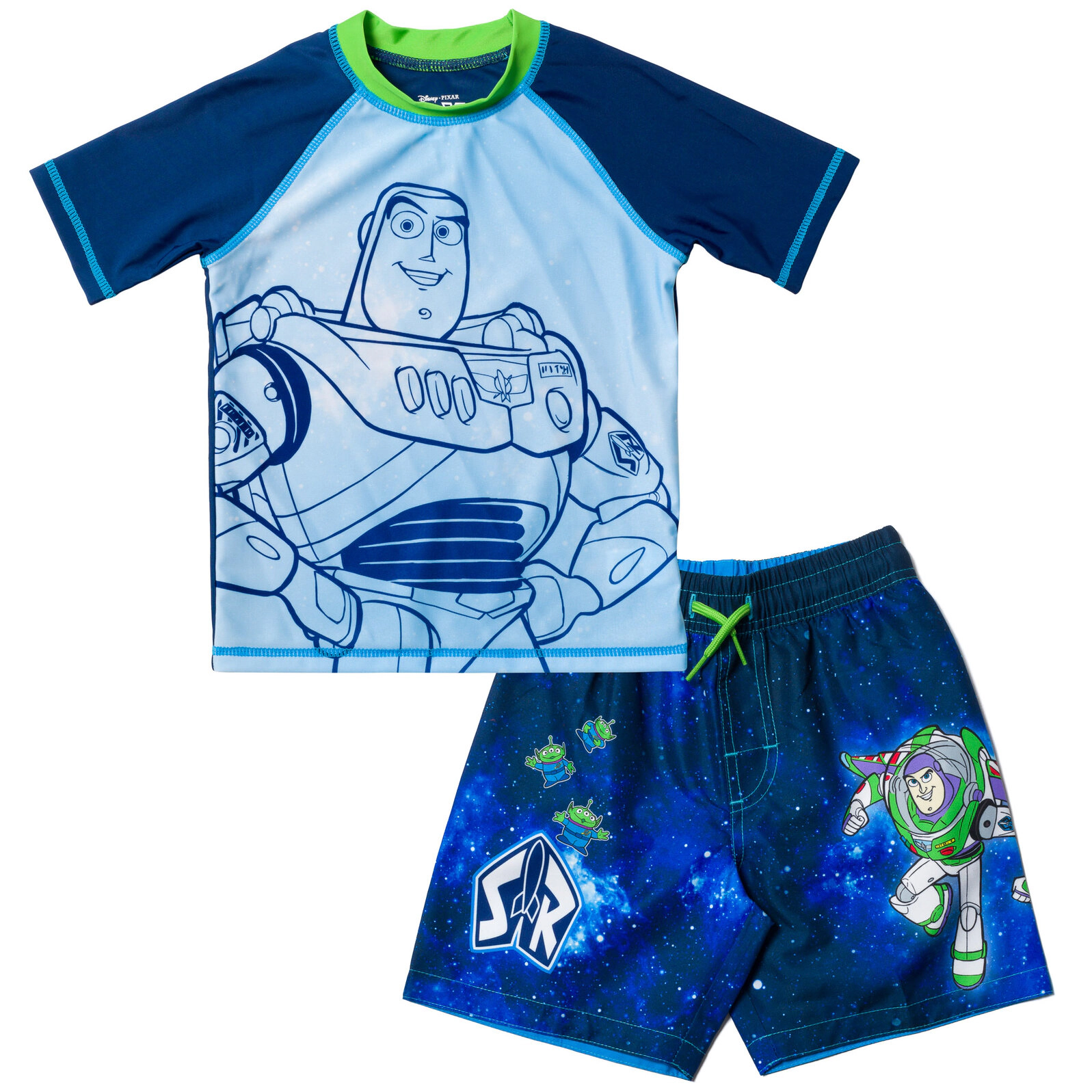 Disney Toy Story Boys' Short Sleeve Rash Guard and Swim Trunks Set