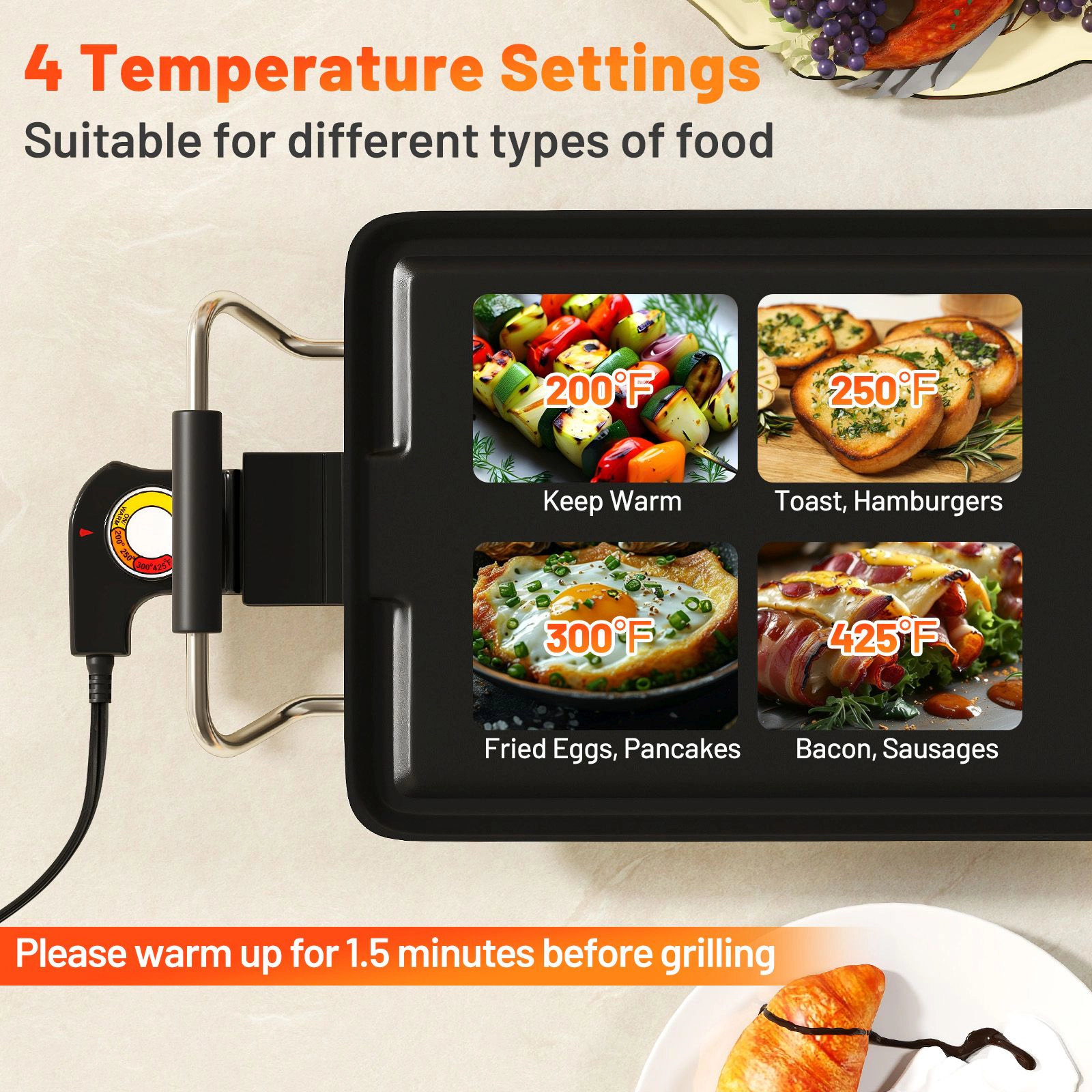 SlickBlue Extra Large Nonstick Electric Grill Griddle for Indoor Cooking