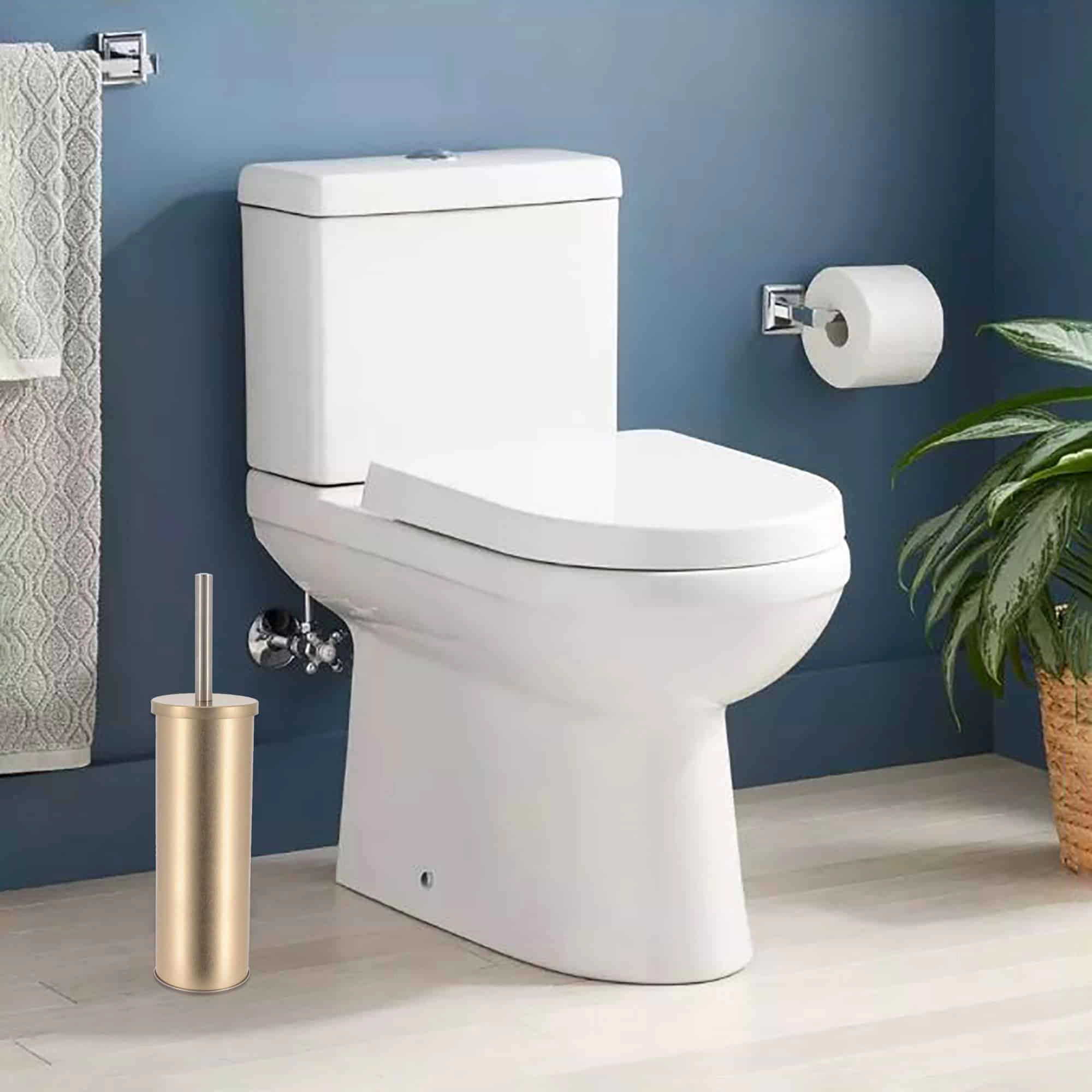 Evideco French Home Goods Brushed Gold Toilet Brush Set - 2-Piece
