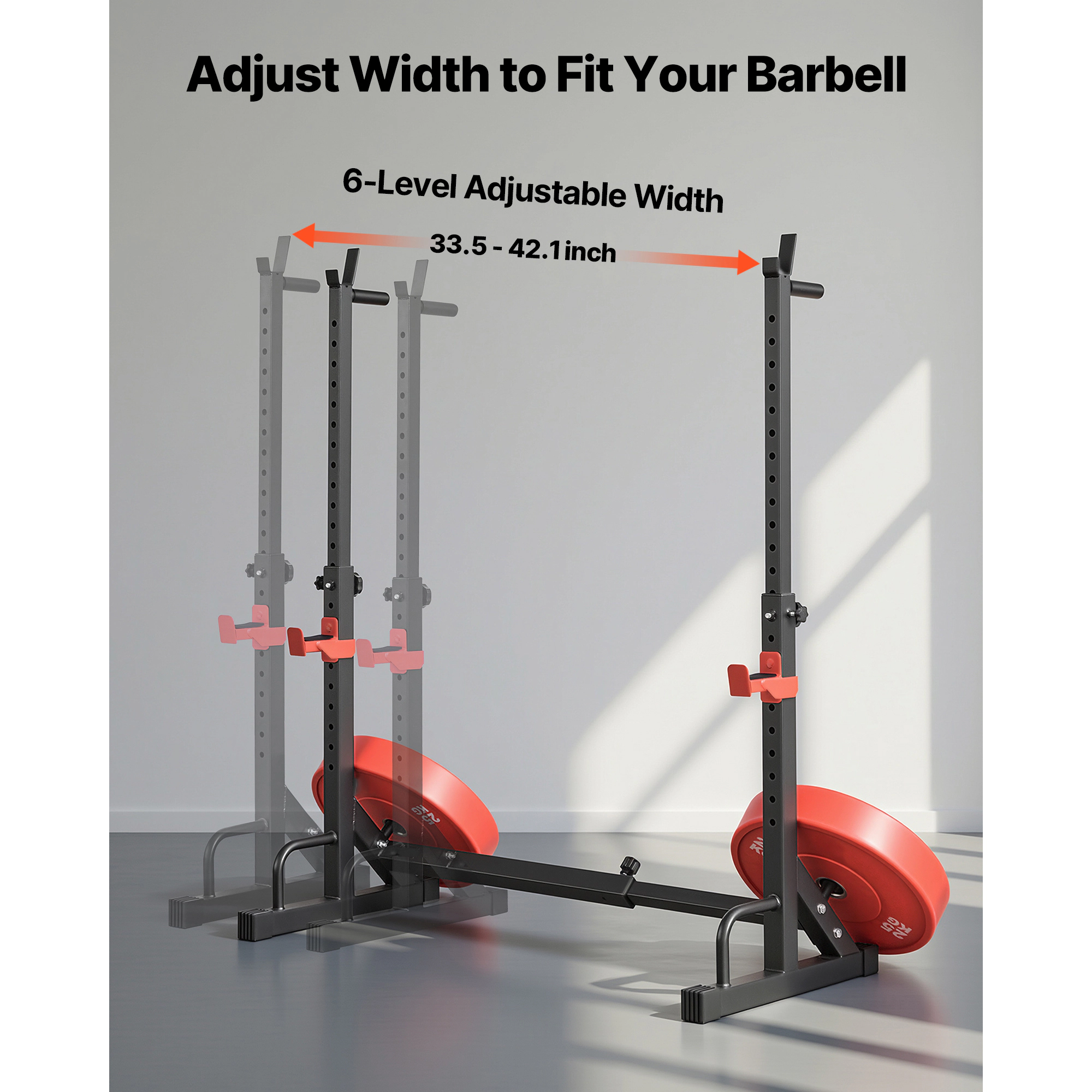 HONGGE Compact Power Cage Squat Rack, 550 lbs Capacity, Adjustable Height & Width for Home Gym Bench Press & Squats