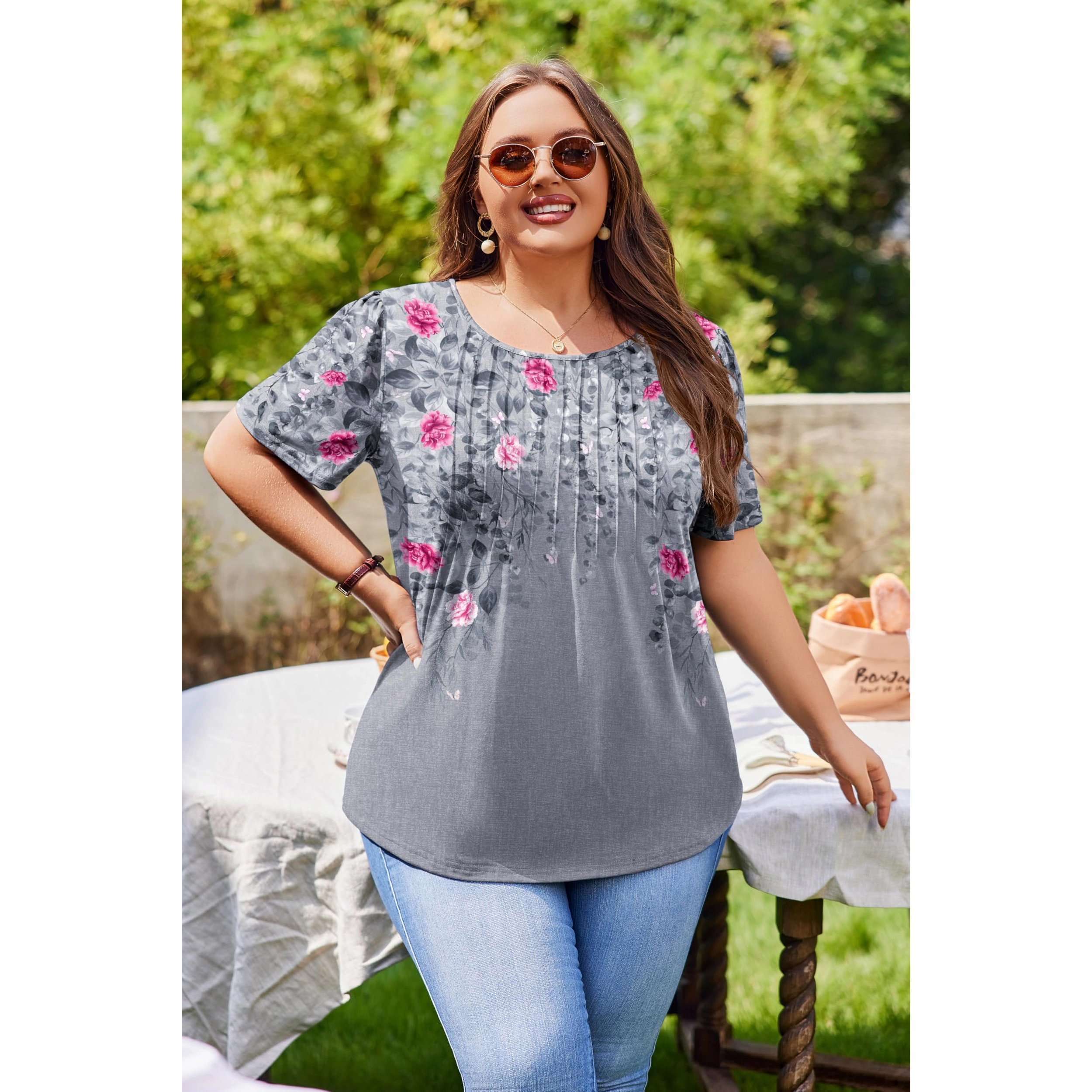Zeagoo Women's Flowy Ruffle Sleeve Floral Print Boho Peasant Blouse