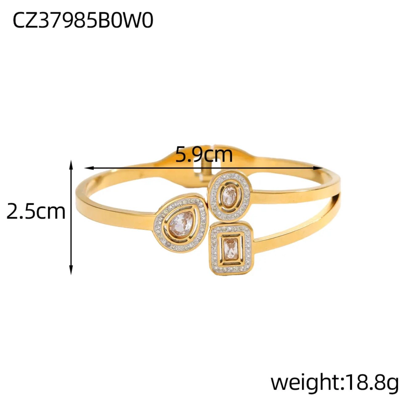 DressAtR Women's Plaid 18K Gold Plated Bangle Bracelet