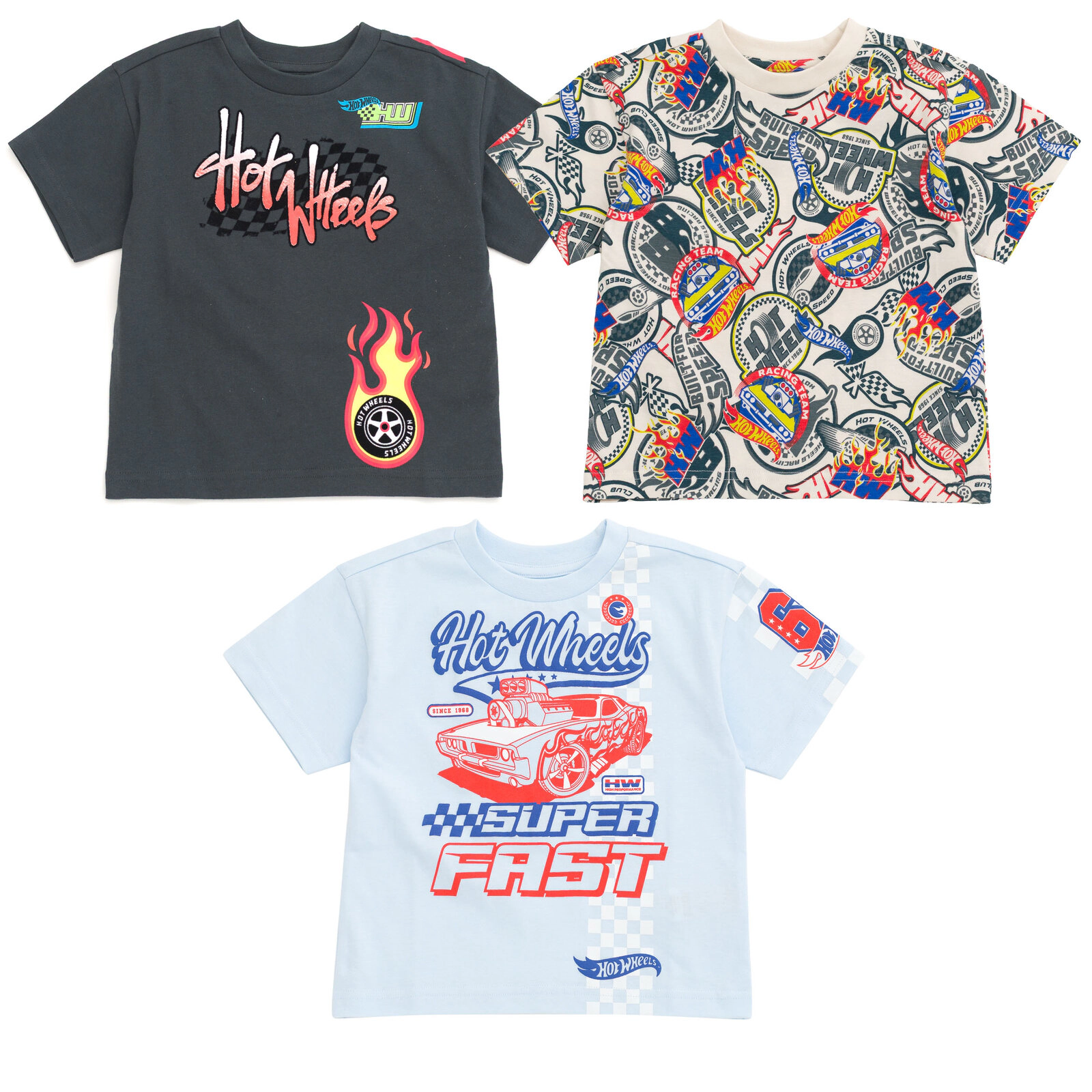 Hot Wheels Boys' 3-Pack Short Sleeve Tees
