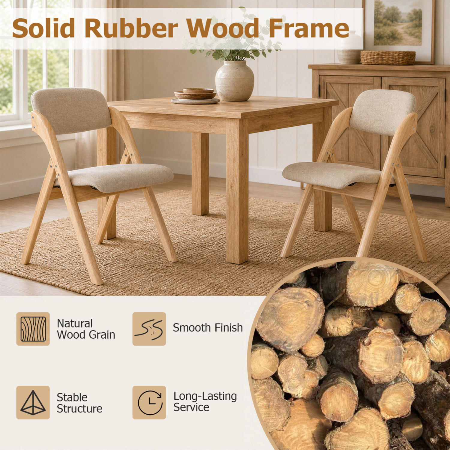 LJG Folding Dining Chairs with Cushion