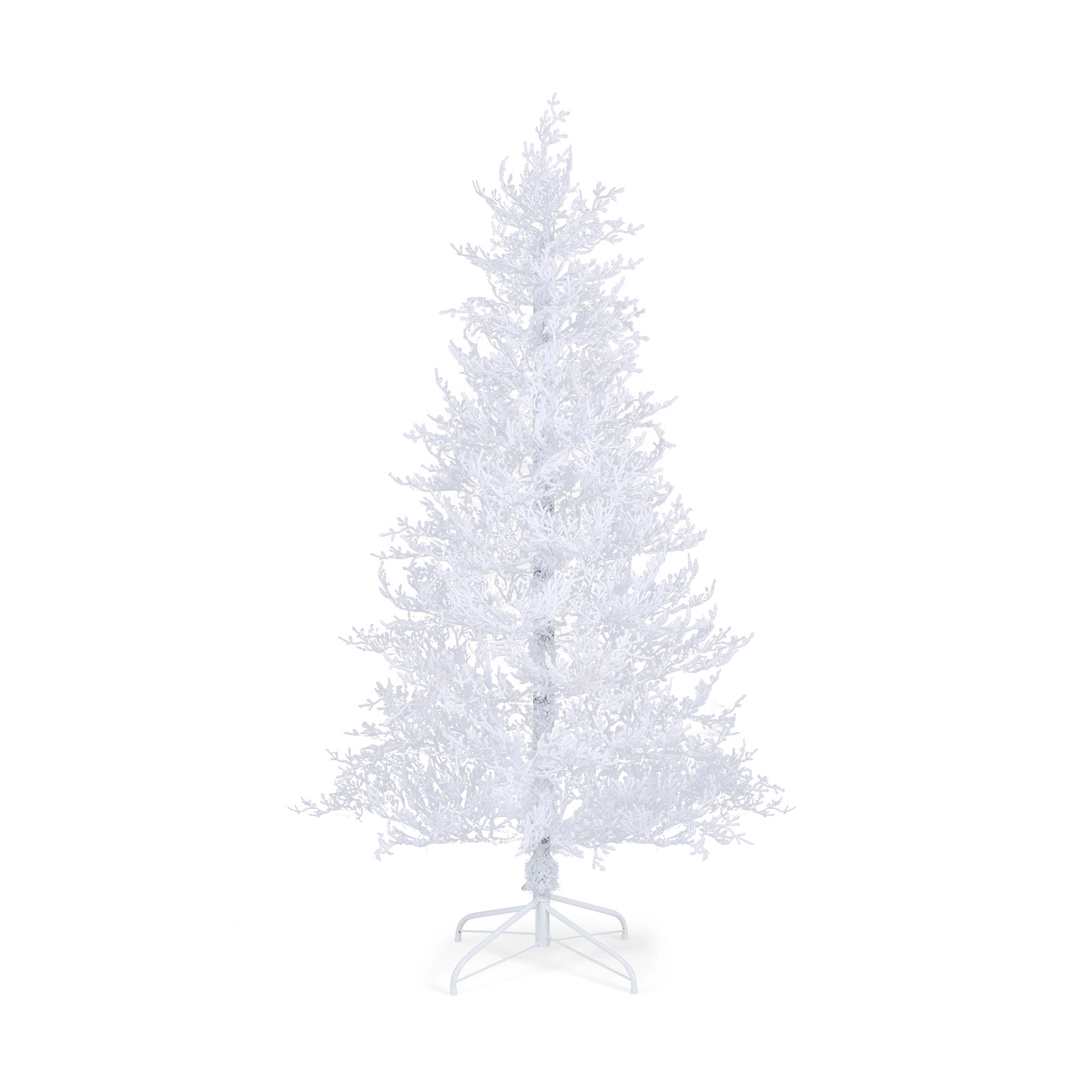 SUGIFT 6-ft White Flocked Pre-Lit Artificial Christmas Tree with 300 Dual-Color LED Lights and 383 Tips