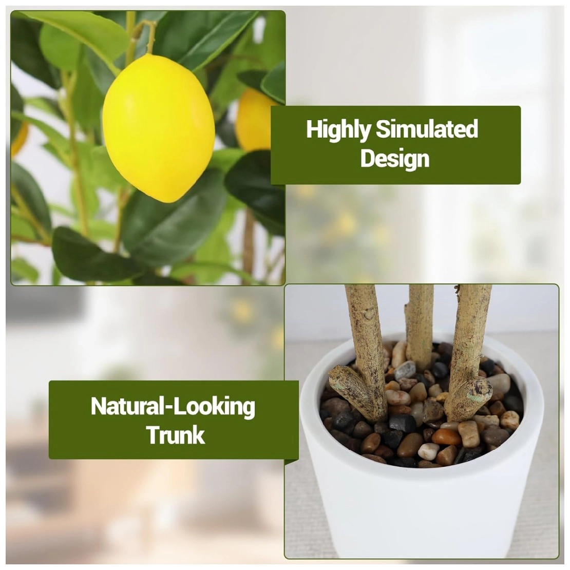 BebreezChic Lifelike Artificial Tree for Indoor & Outdoor,Faux Planter Potted Fake Tree Flower, for Home, Office