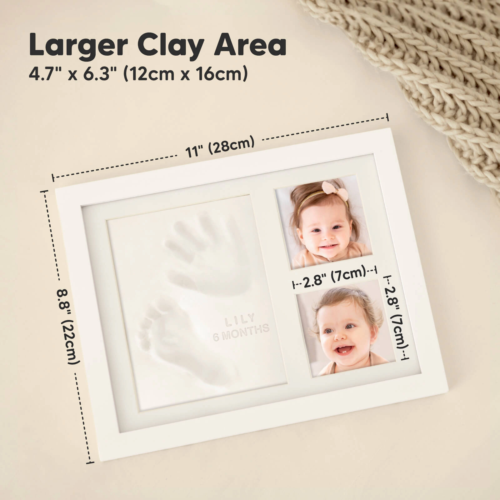 KeaBabies Baby Handprint & Footprint Solo Frame Keepsake