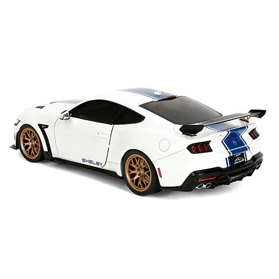 Jada Ford Mustang Shelby Super Snake White Metallic With Blue Stripes And Gold Wheels "Pink Slips" Series 1/18