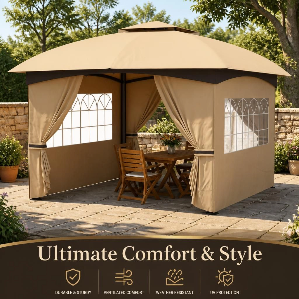 WOW PIONEER Square Outdoor Patio Gazebo
