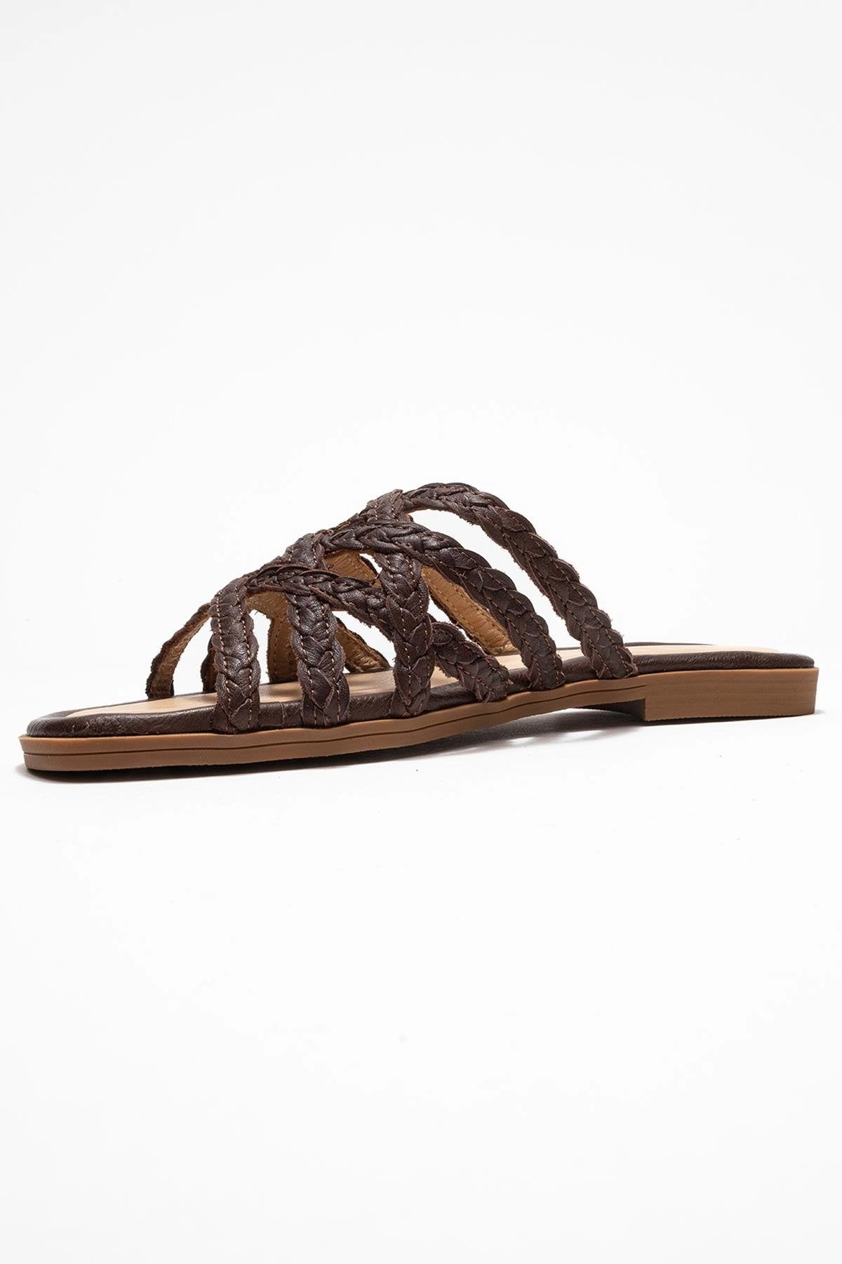 Forever & Always Womens Alisha Leather Slide Sandal