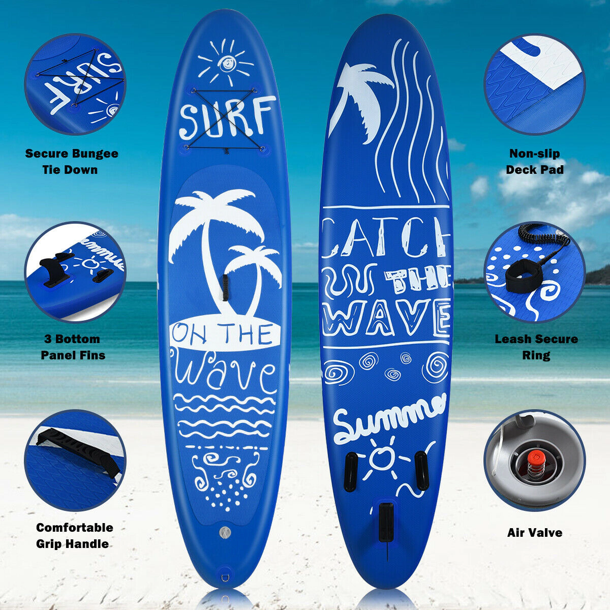SUGIFT 9.8-ft 253-lb Capacity Inflatable Stand Up Paddle Board with Adjustable Paddle Pump and Backpack