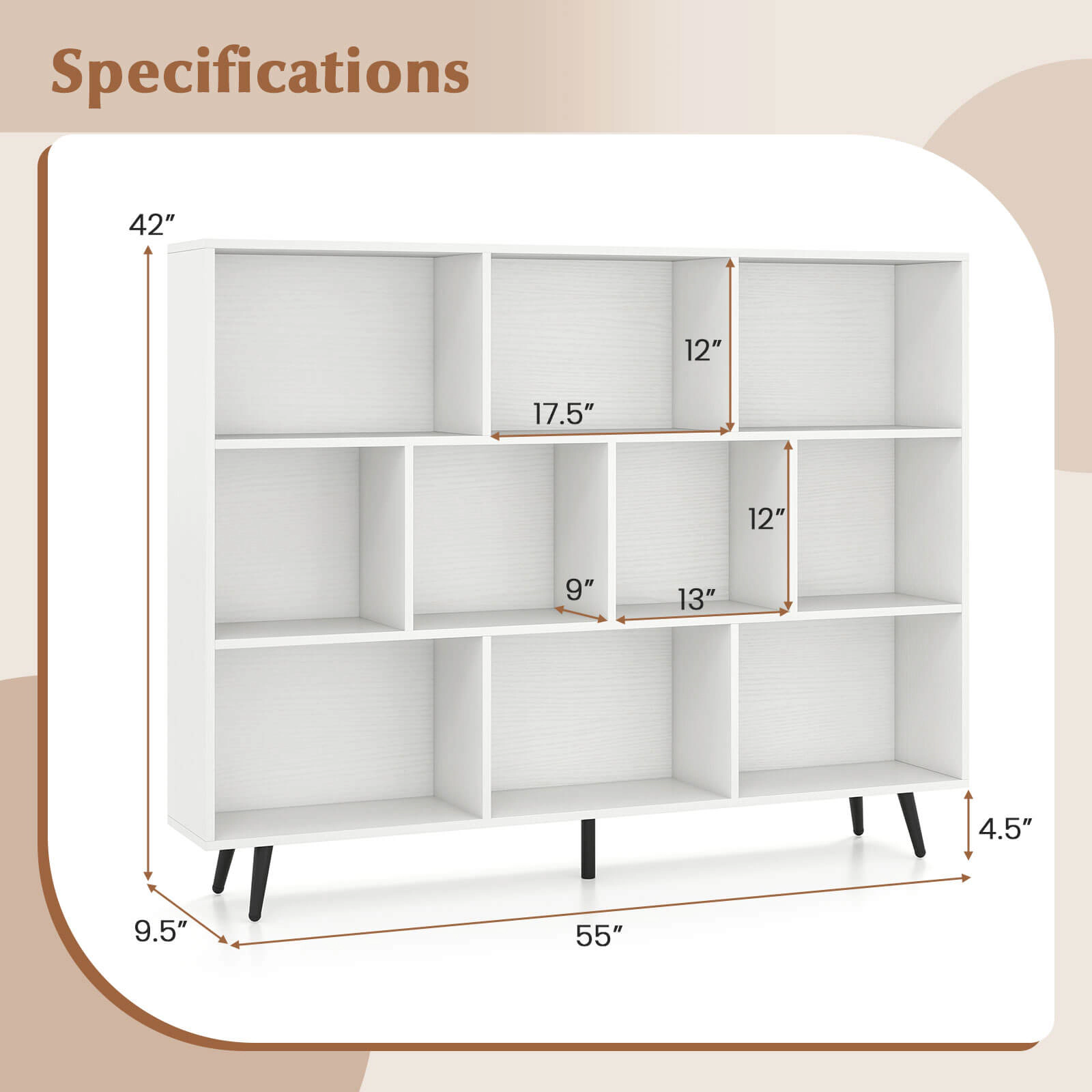 Costway 7/8/10/10 Cube 31.5"/39.5"/47"/55" Bookcase