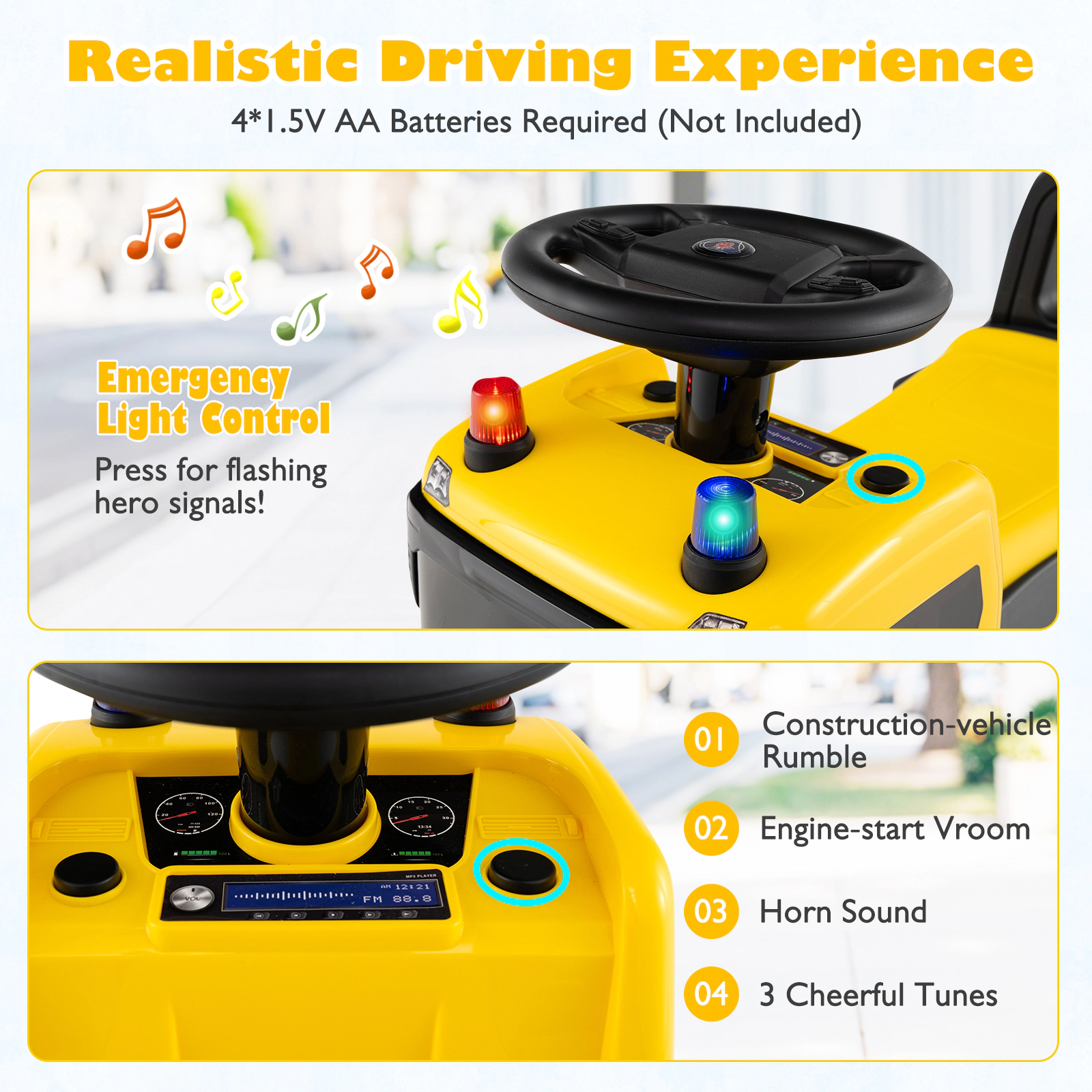 SUGIFT 2-in-1 Ride On Push Car Licensed SCANIA Truck Toy 51-lb Capacity Ages 18 Months And Up Yellow