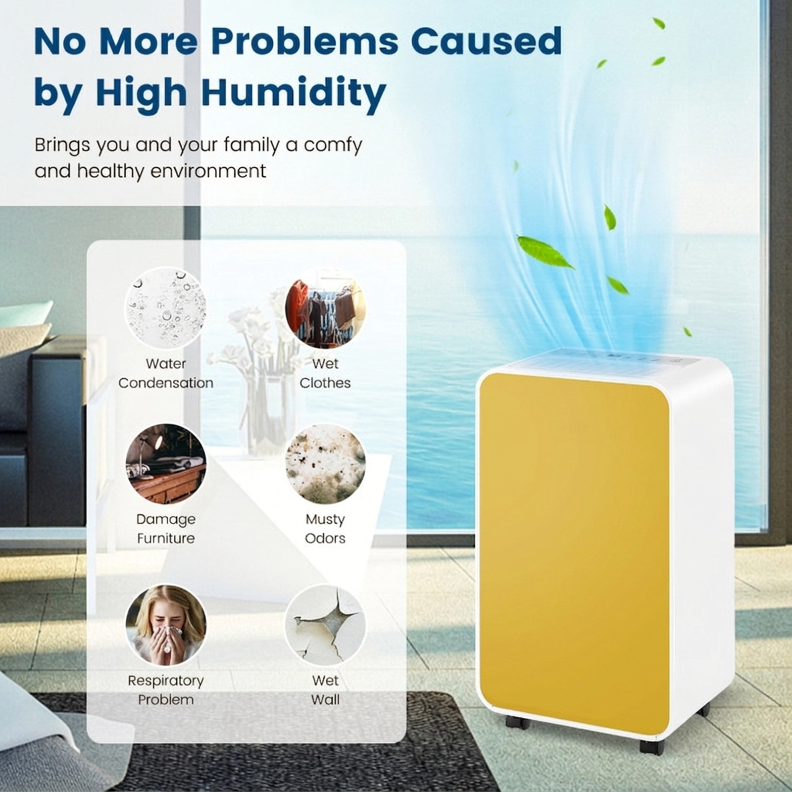 SUGIFT 32-Pint 2500-sq ft Quiet Dehumidifier with Child Lock 3 Modes 2 Fan Speeds and 24H Timer