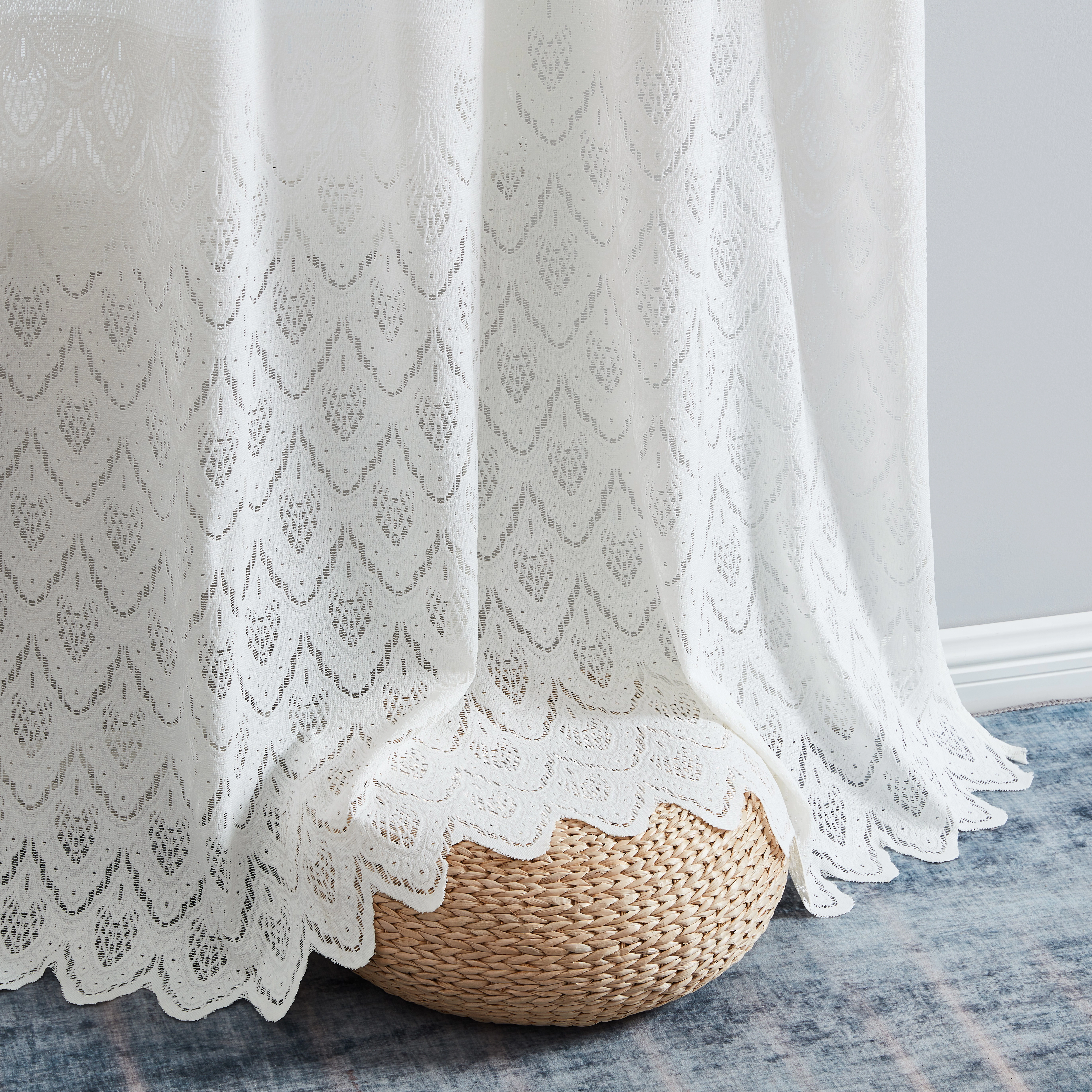 HLC.ME Monaco Premium Ombre Lace Semi Sheer Light Filtering Rod Pocket Window Treatment Curtain Panels - Set of 2