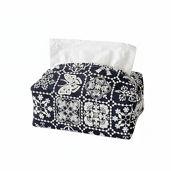 Alilang Unisex Embroidered Fabric Tissue Holder with Patchwork Pattern Design