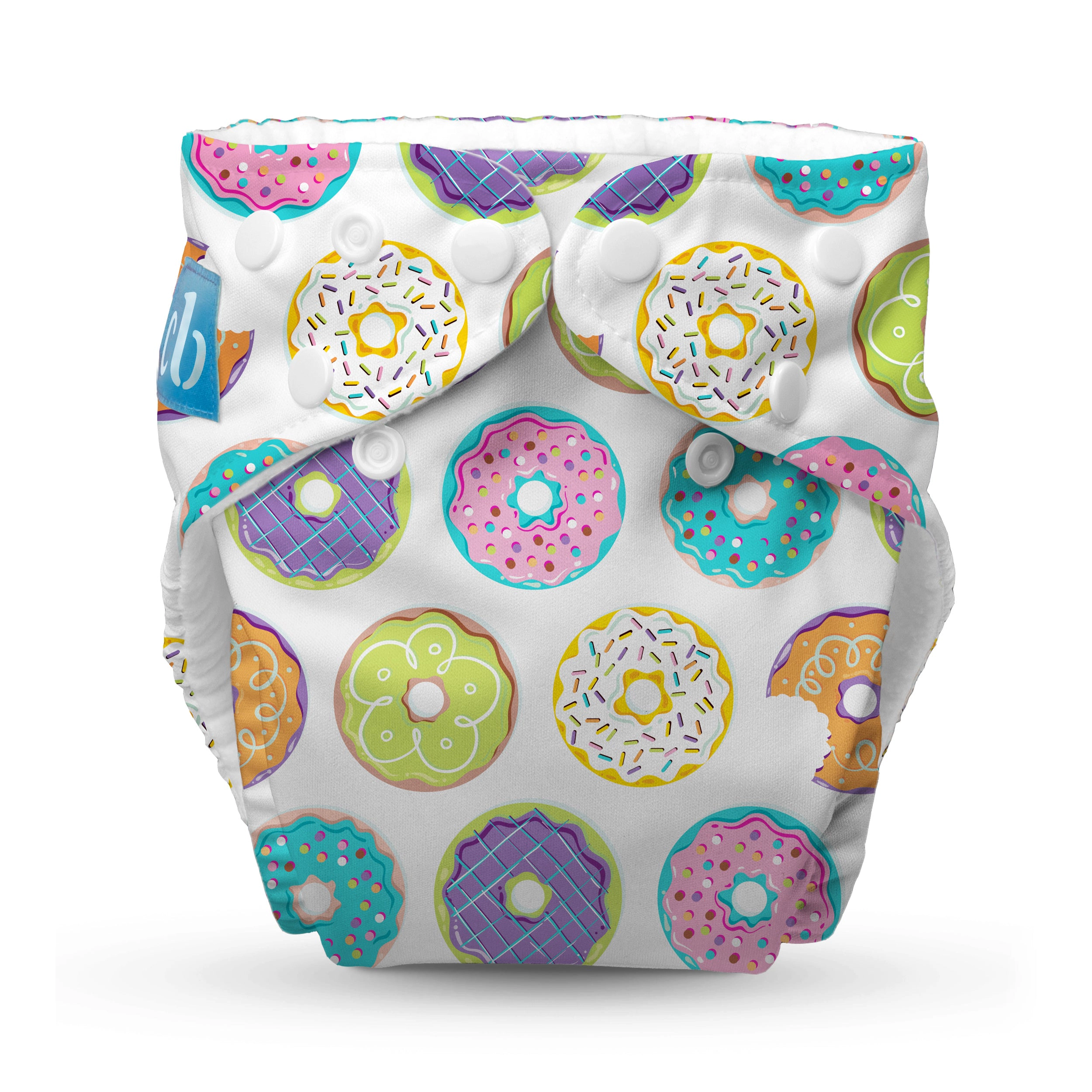 Charlie Banana One-Size Reusable Cloth Diaper with Fleece Lining and Deluxe Insert - Delicious Donuts
