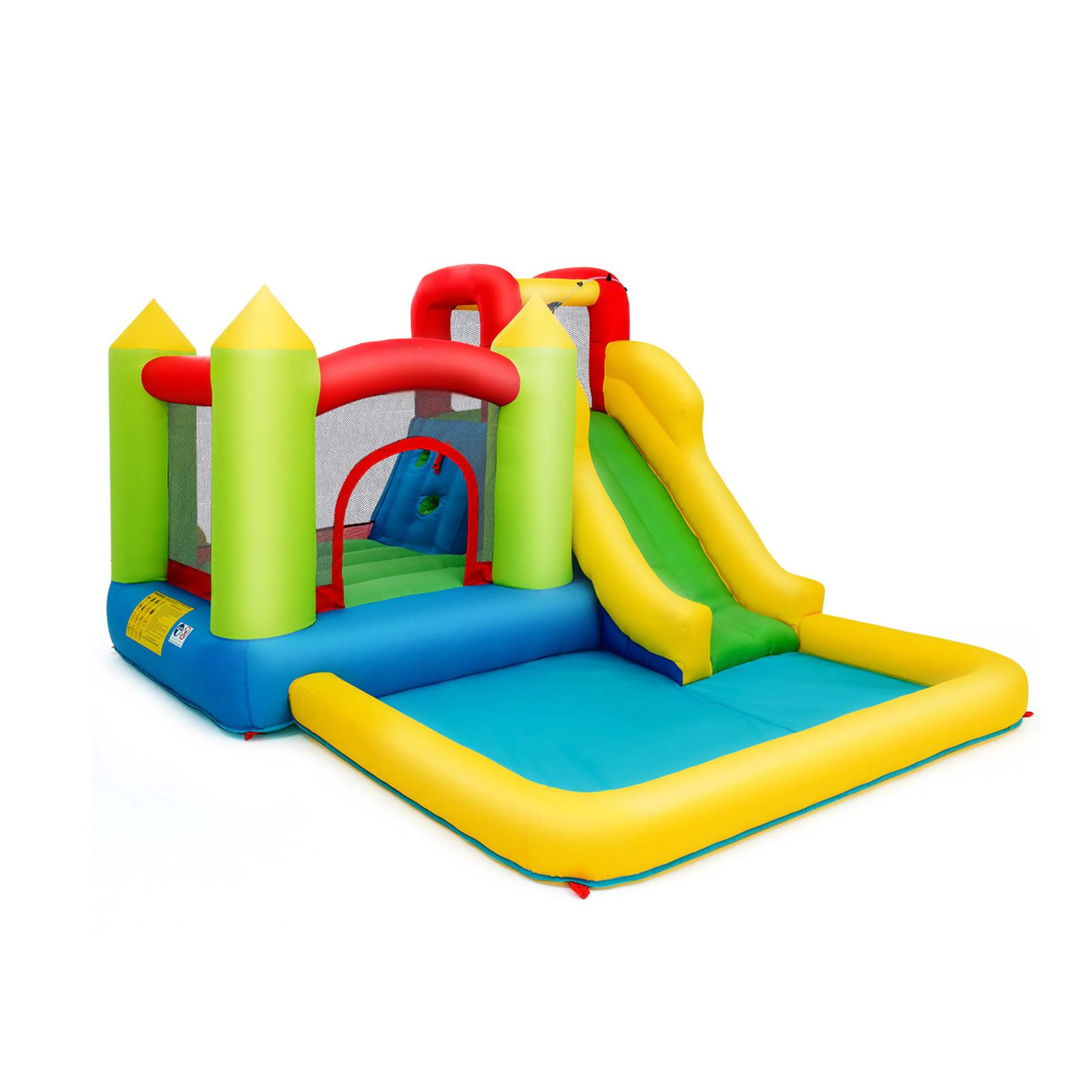 SUGIFT 138-in 297-lb Capacity Inflatable Bounce House Water Slide with Mesh Walls Hose and Carrying Bag