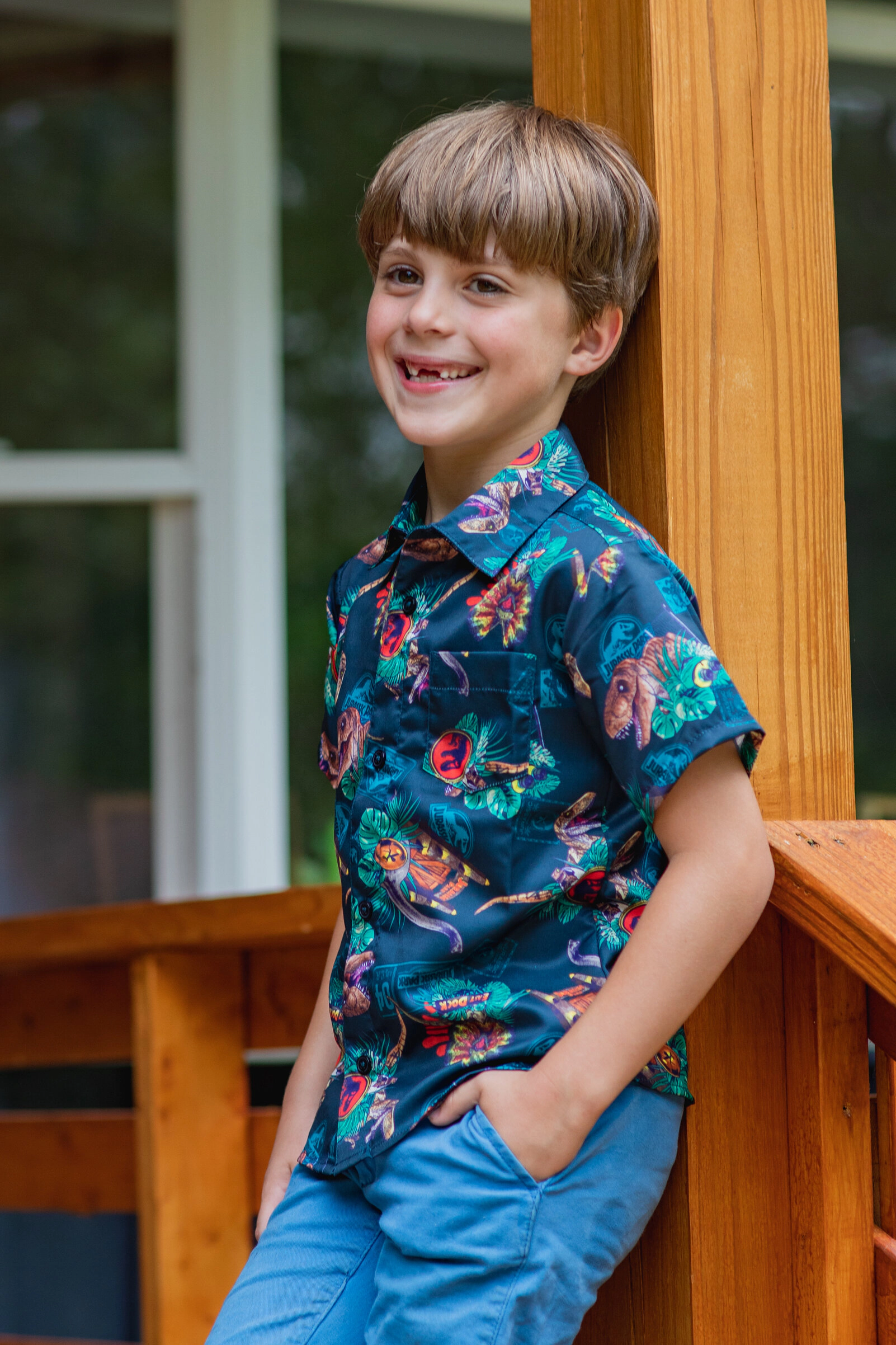 Jurassic World Park T-Rex Matching Family Hawaiian Short Sleeve Button Down Shirt