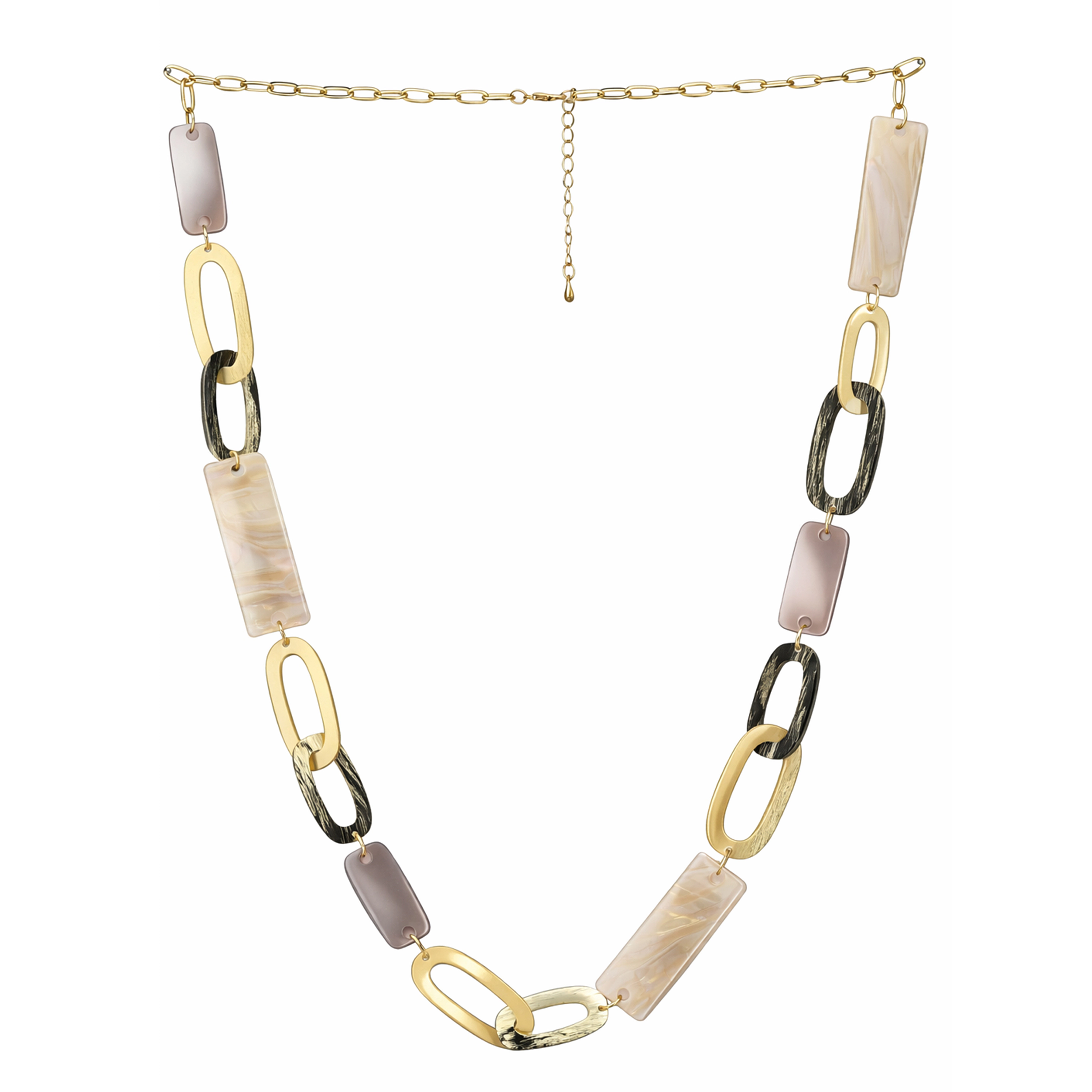 AGP PARIS Mixed Link Shell Accent Statement Necklace