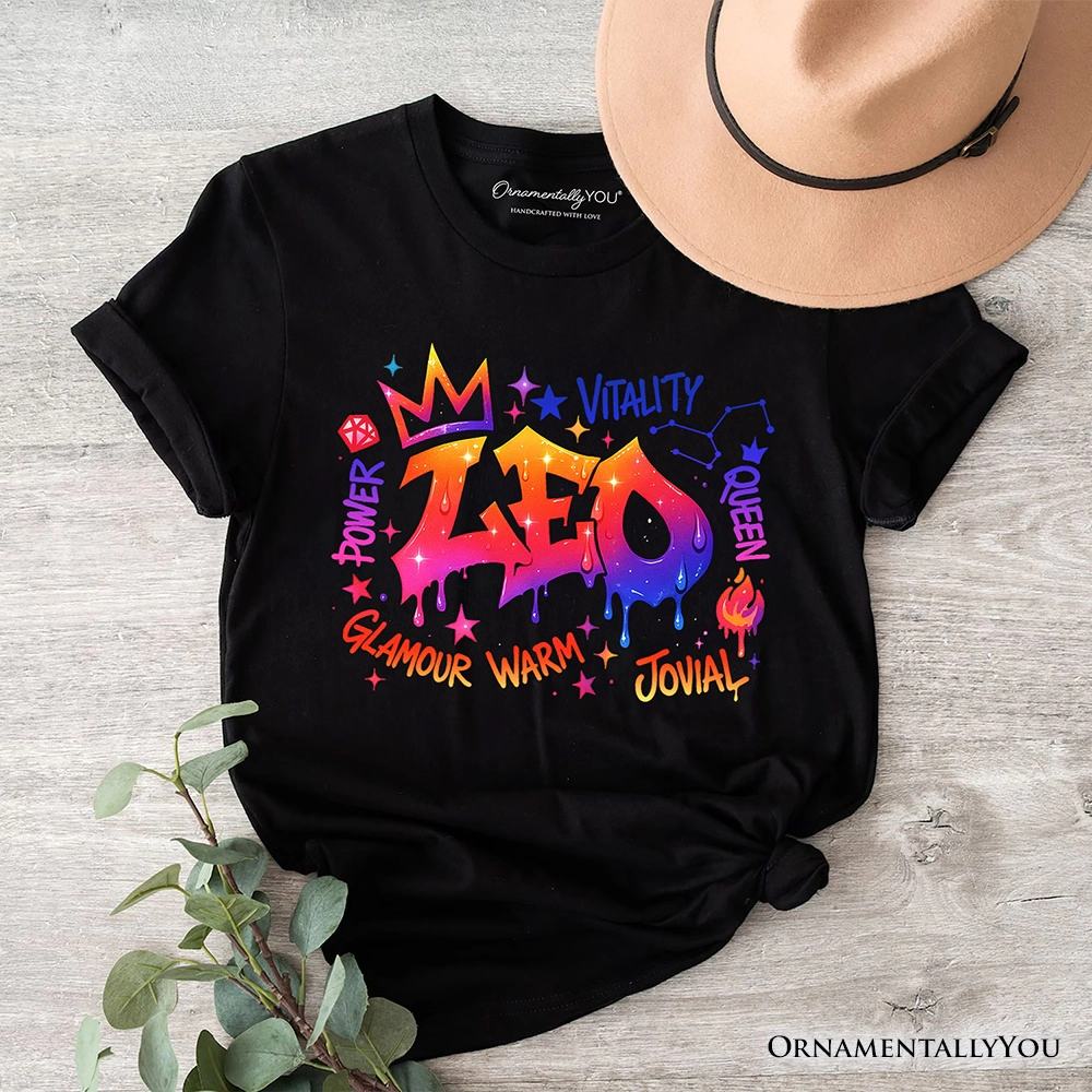 OrnamentallyYou Womens Leo Graffiti Zodiac T-Shirt