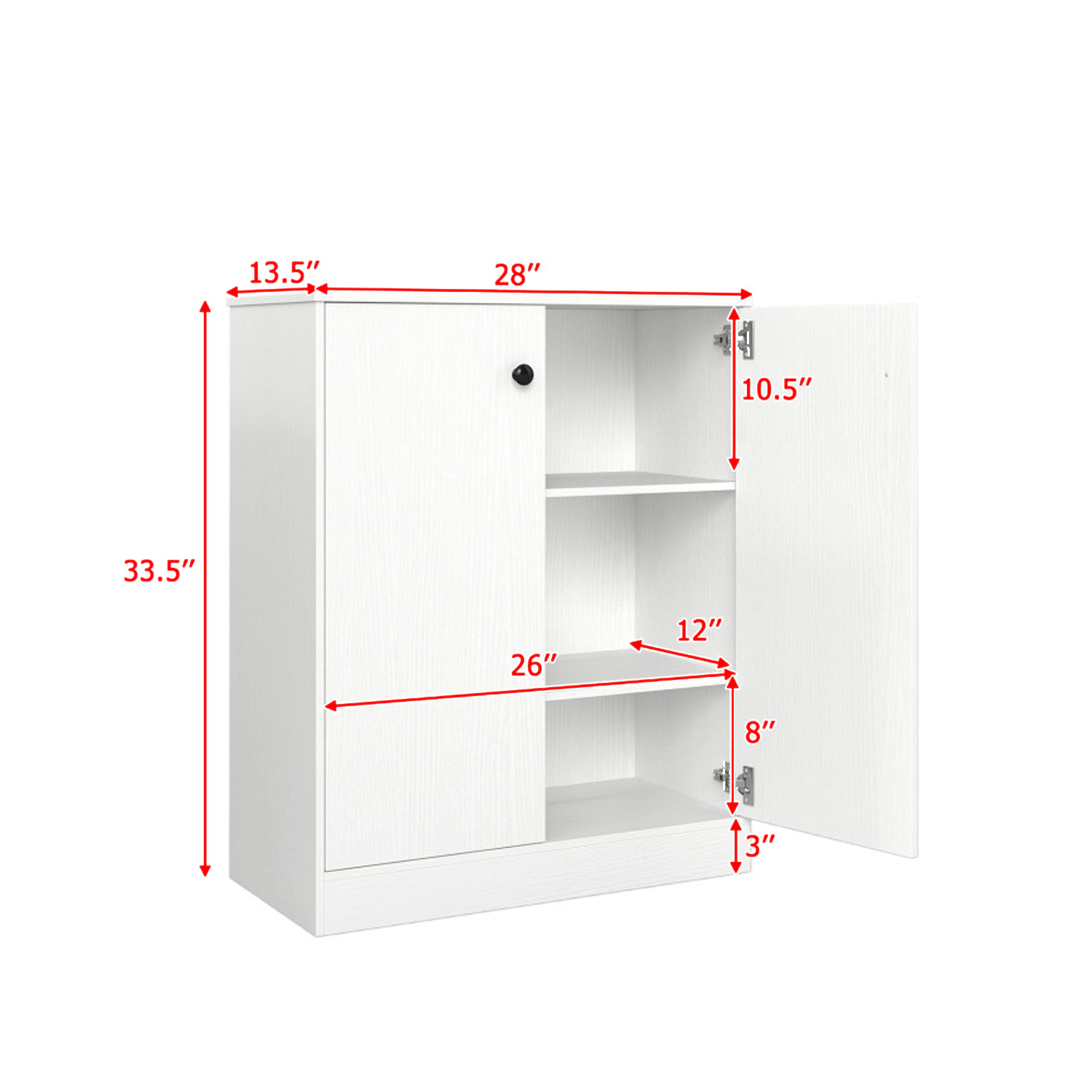 Hivvago 2-Door Storage Unit with Three-Level Shelves