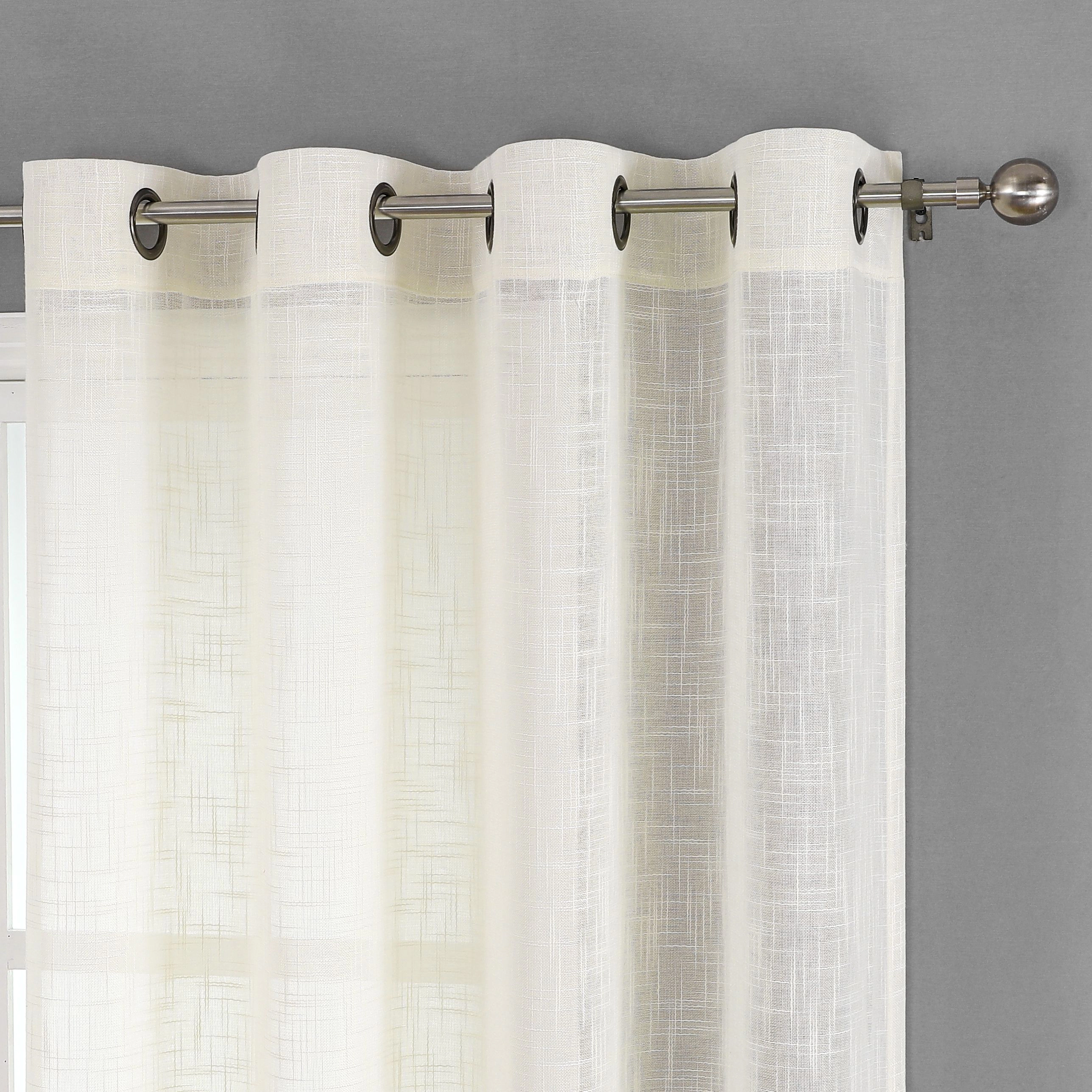Kate Aurora 2 Pack Lux Thread Premium Woven Grommet Top Sheer Curtain Panels