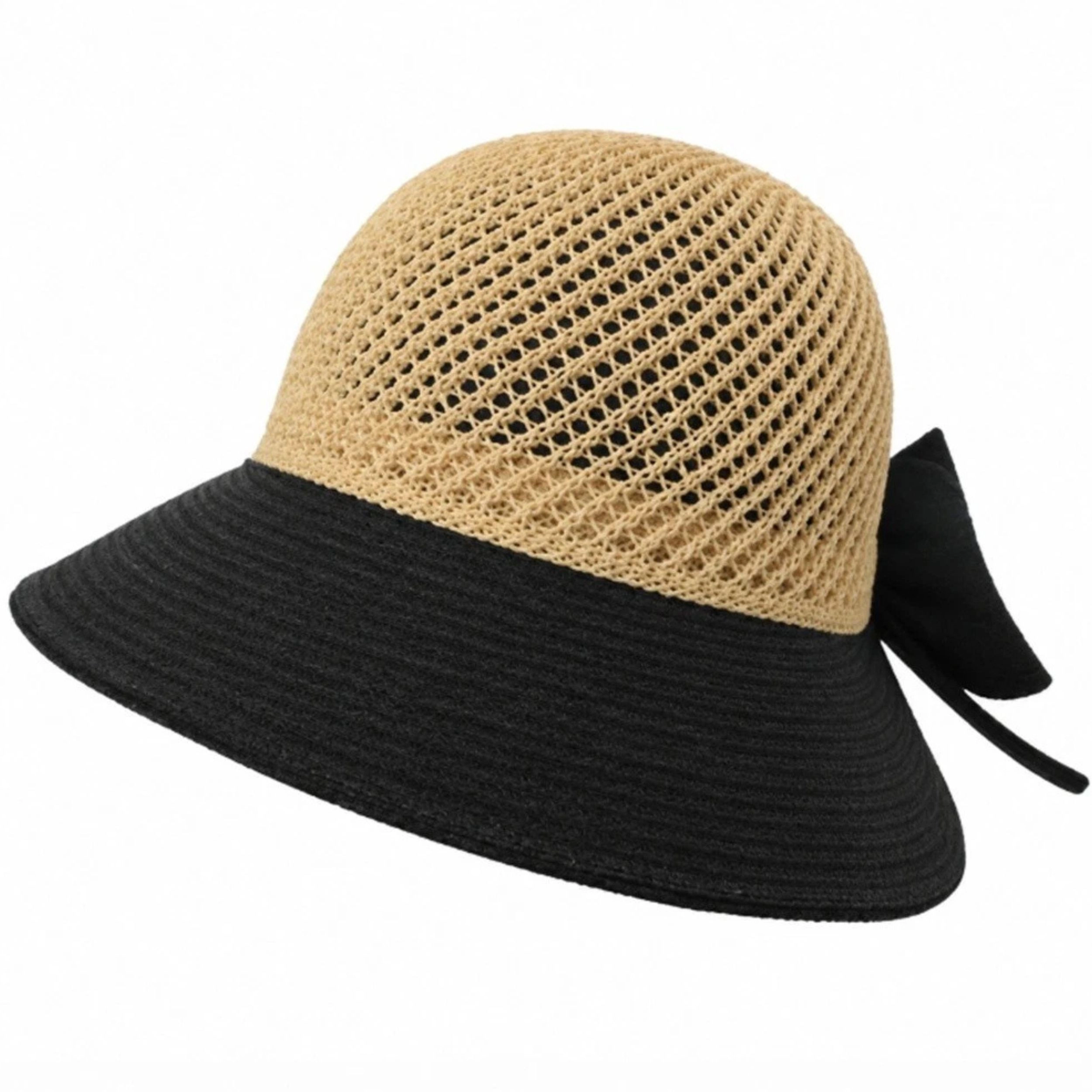 Home Collection Women's Floppy Straw Sun Hat Wide Brim Packable Beach