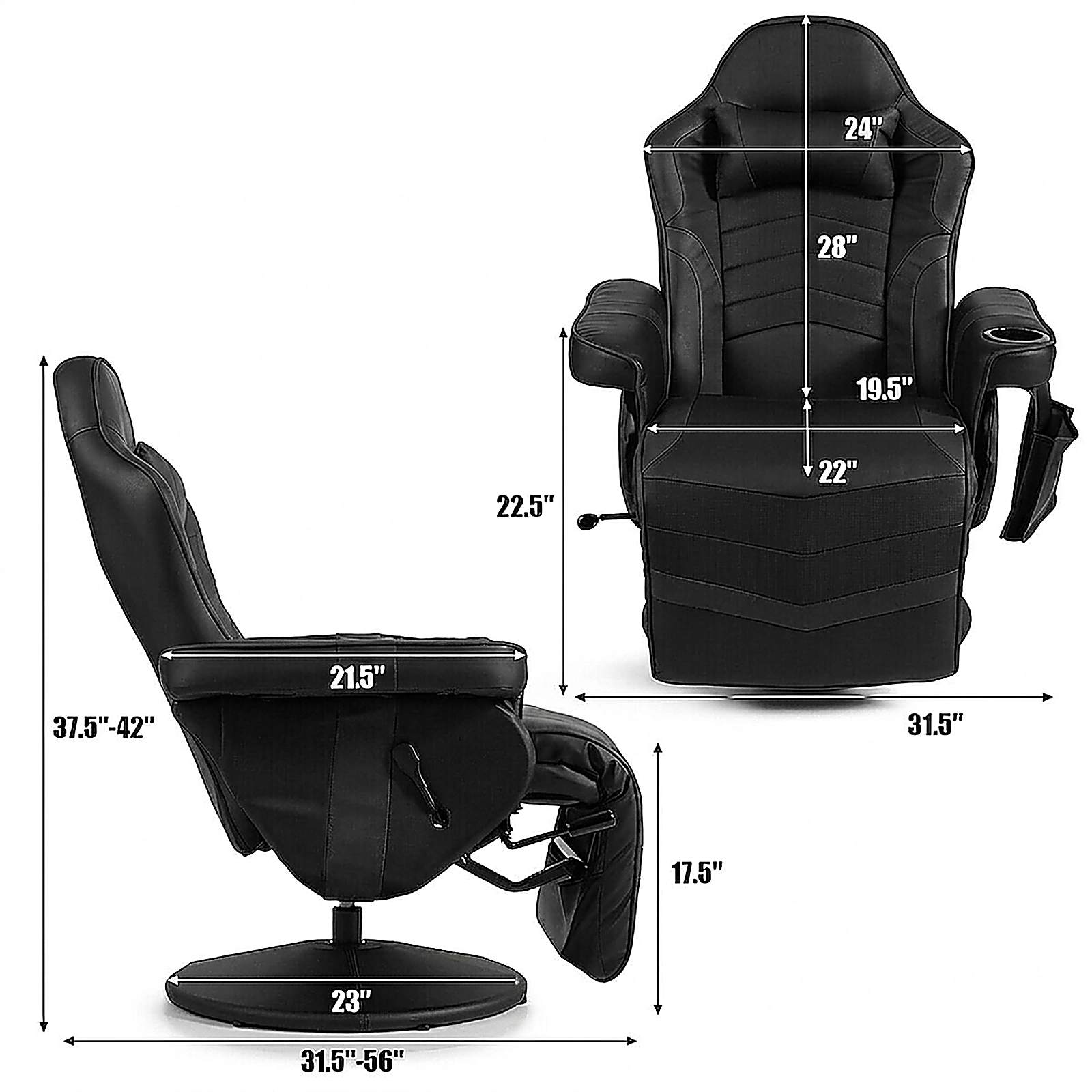 SUGIFT Ergonomic High Back Massage Gaming Chair with Pillow 264.5-lb Capacity Red