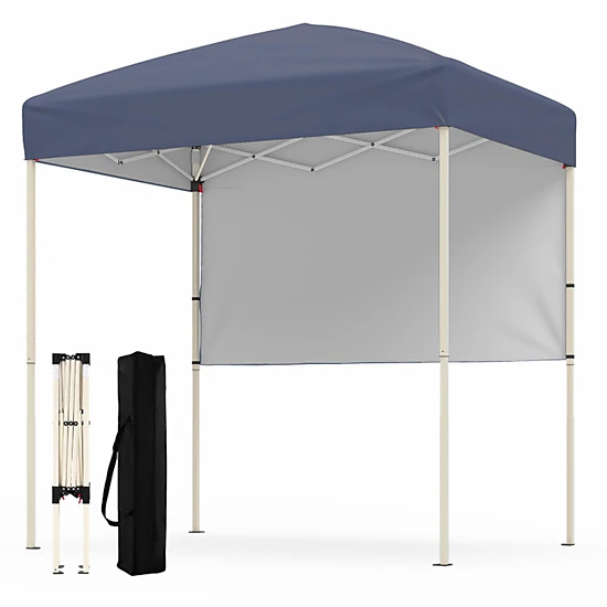SUGIFT Pop-Up Canopy Tent with Half Sidewall Easy Setup Folding Outdoor Sun Shelter 15.5-lb Net Weight Gray