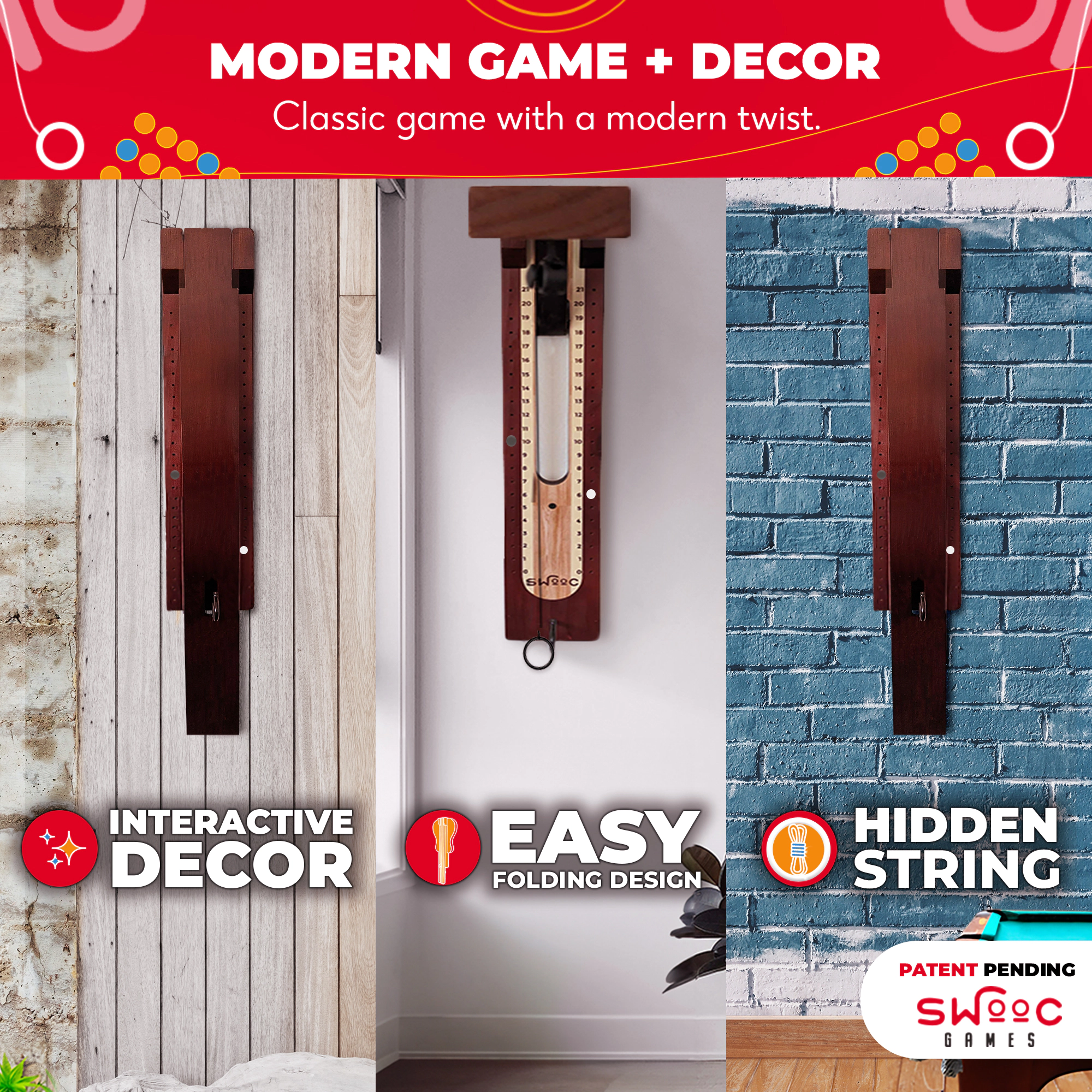 Swooc Games | Hook And Ring Game | Wall Mounted Modern Design