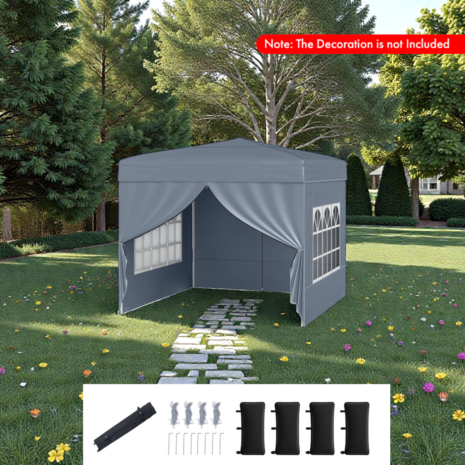 Hivvago Commercial 10x10 Pop-Up Tent with Four Enclosed Panels for Sun and Wind Protection