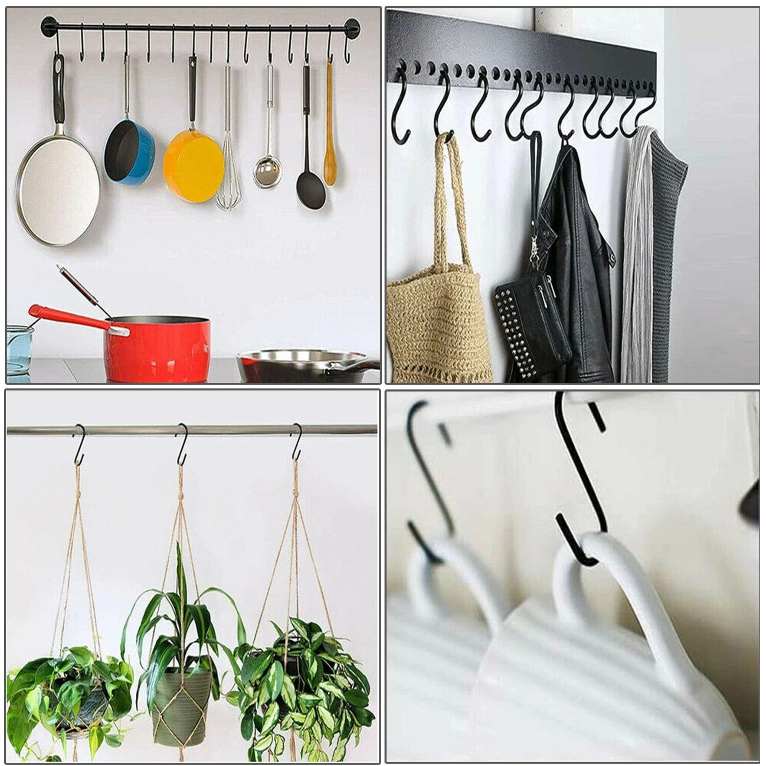Home Collection Pack of 10 Heavy Duty Steel S Hooks Hanging Pot Pan Organizer