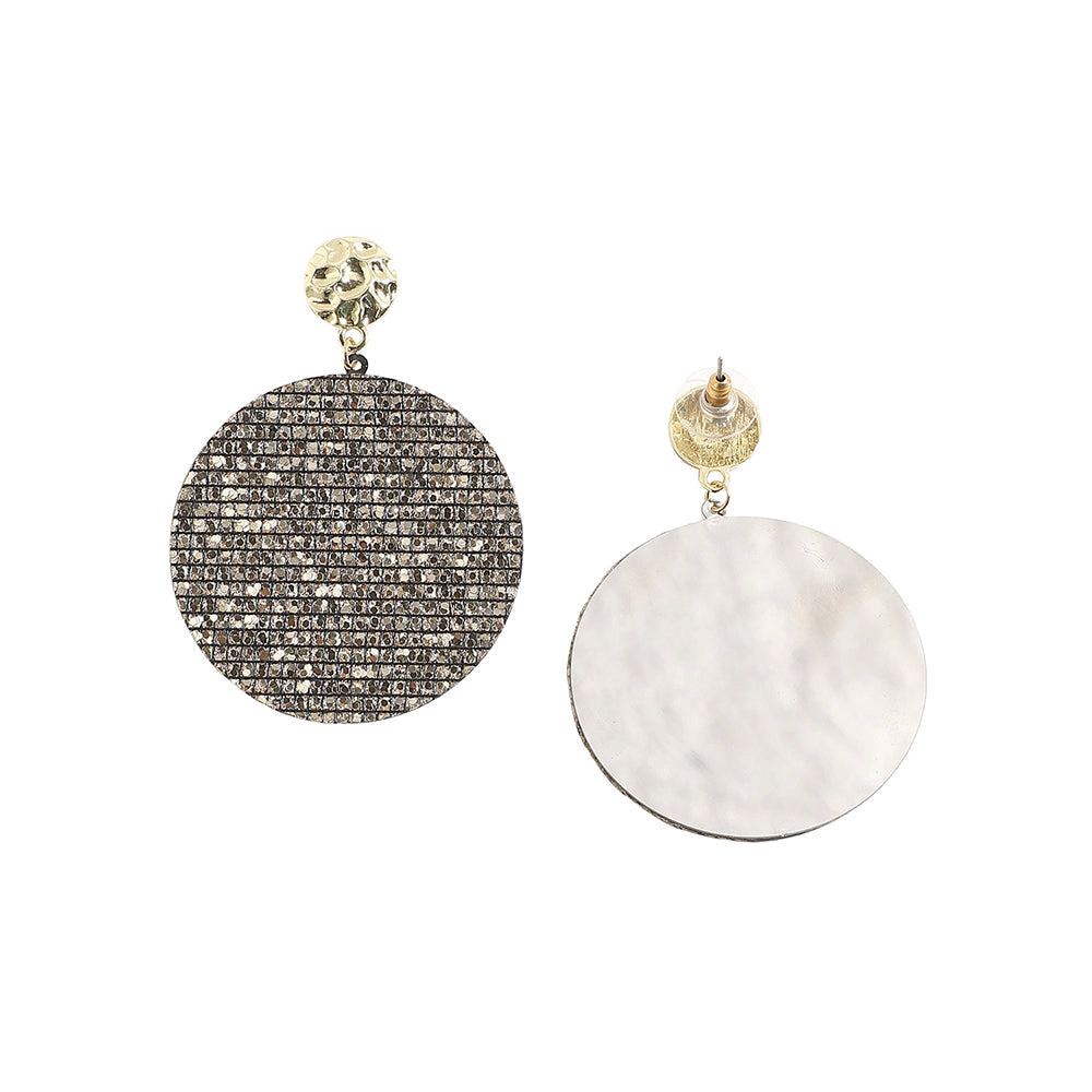 SOHI Women's Chalice Silver Embellished Circular Drop Earrings